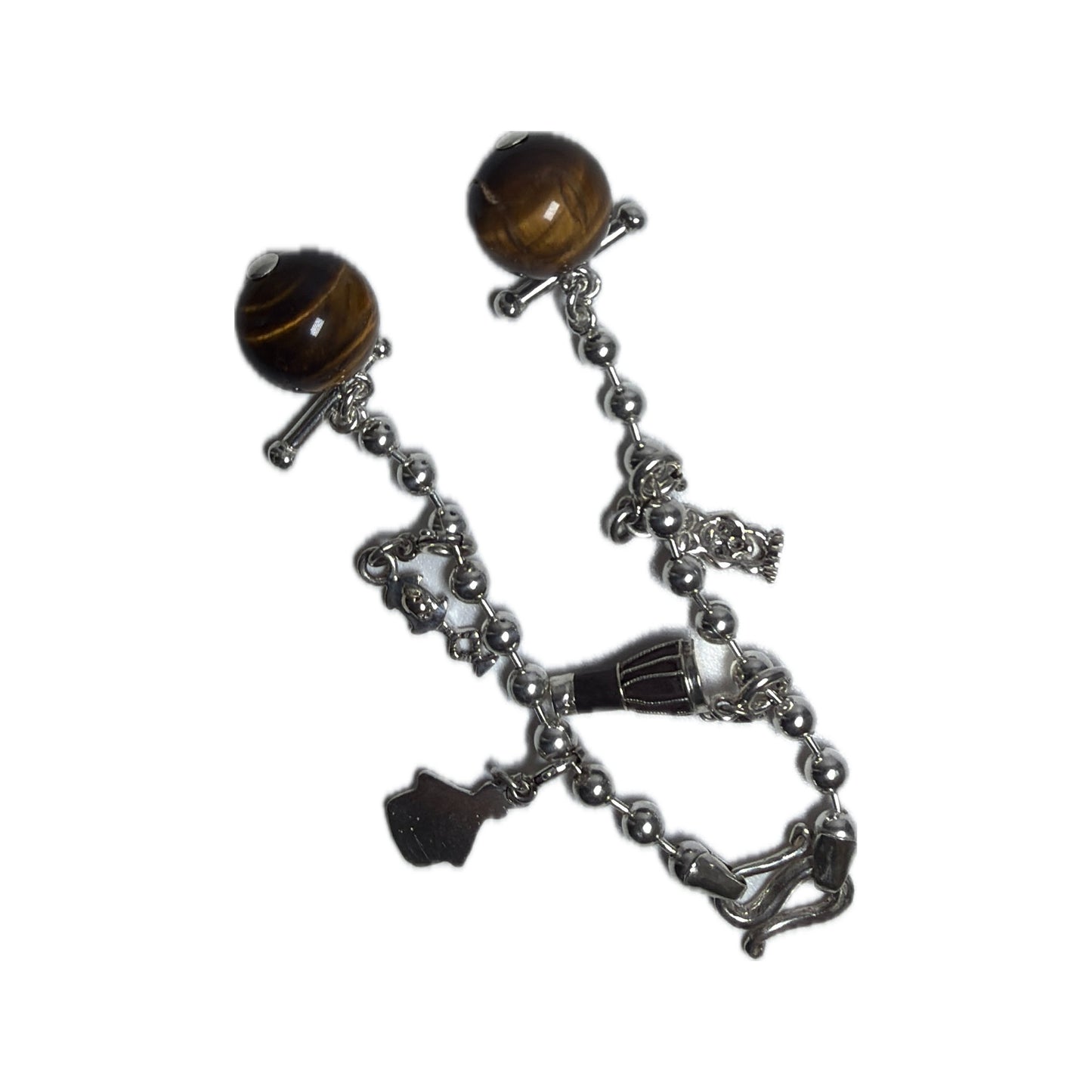Heritage Button Chain — Tiger's Eye — topo