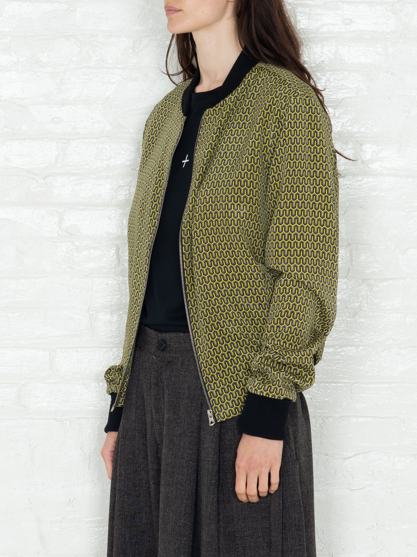 "The Classic Bomber" in a Green Patterned Print