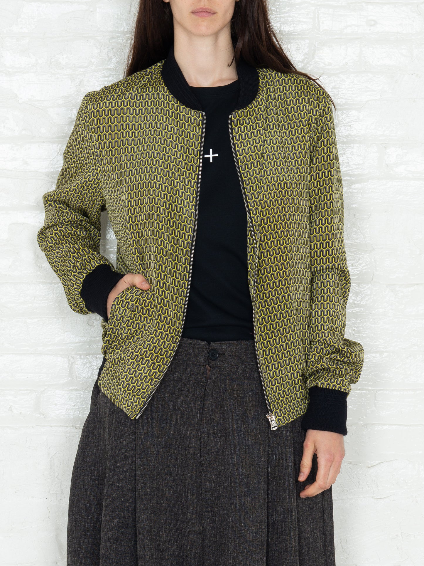 "The Classic Bomber" in a Green Patterned Print