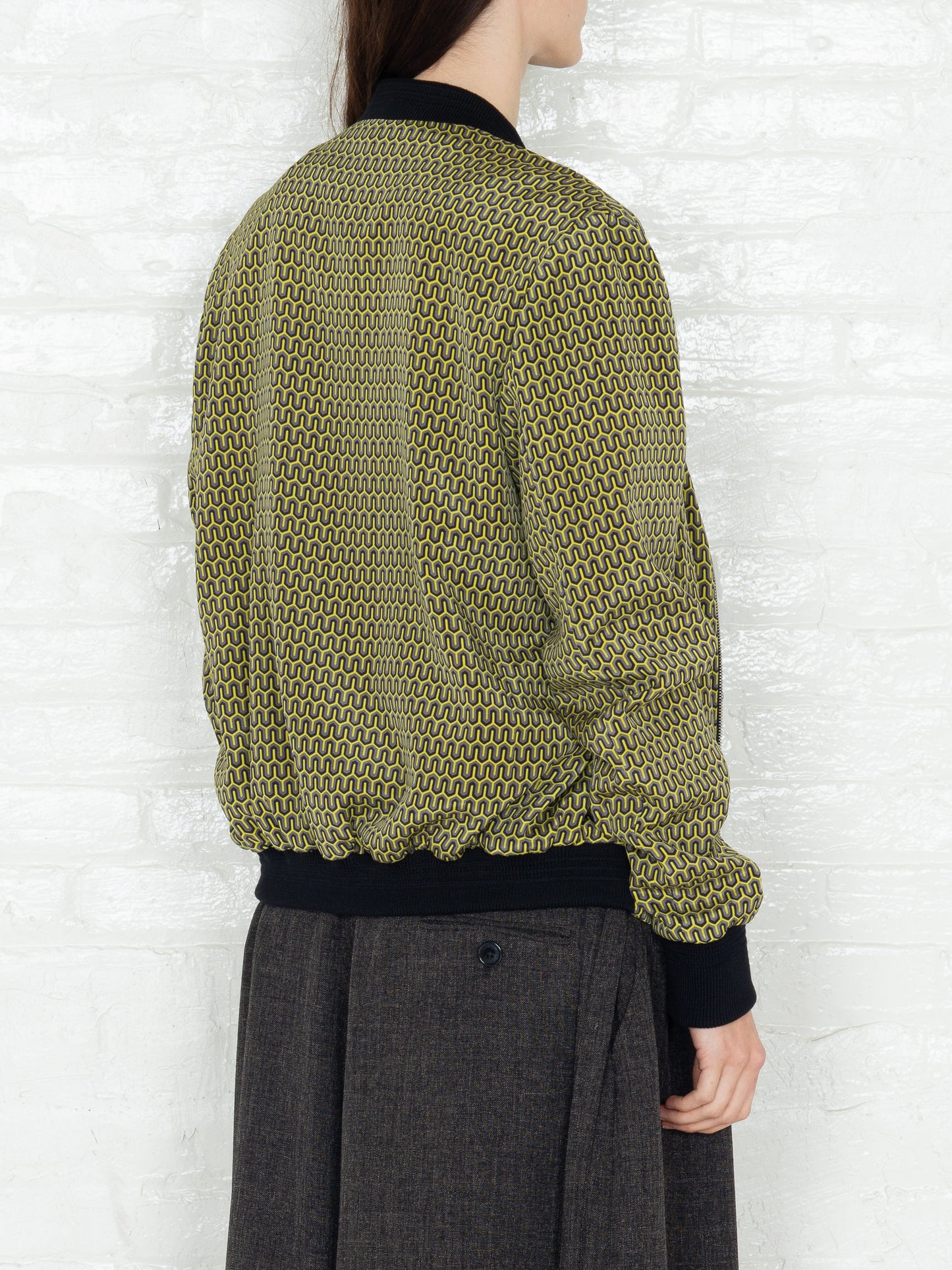 "The Classic Bomber" in a Green Patterned Print