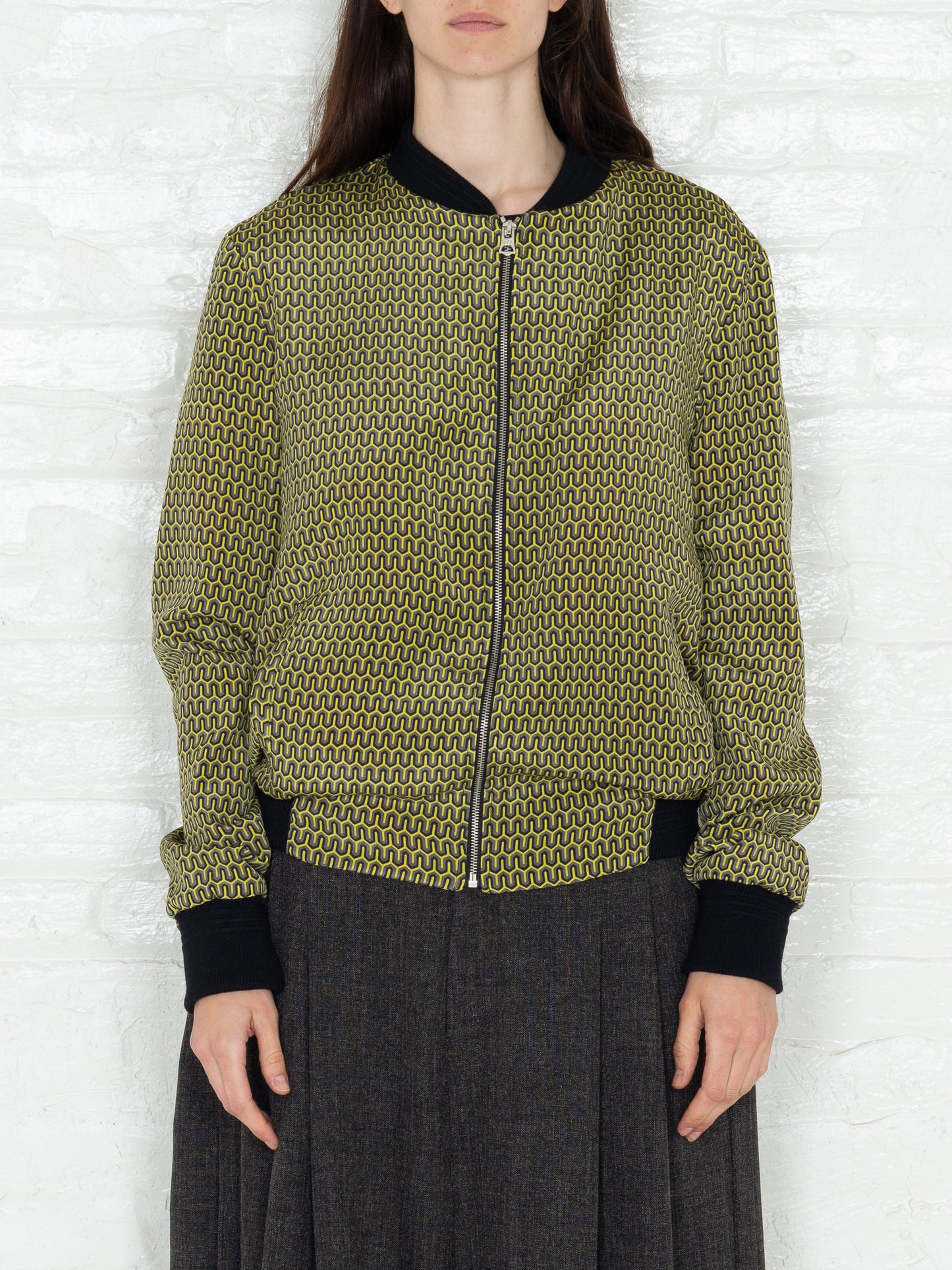 "The Classic Bomber" in a Green Patterned Print