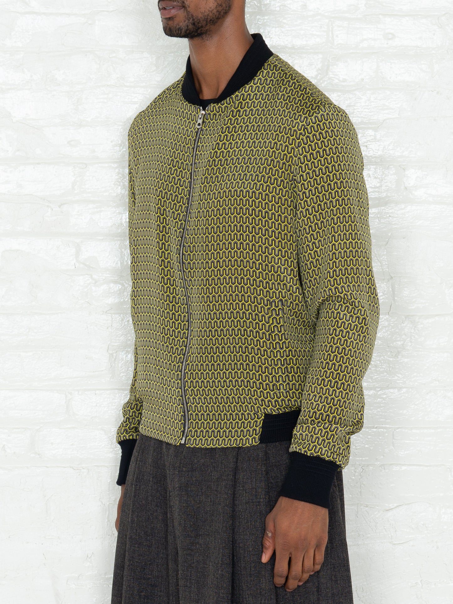 "The Classic Bomber" in a Green Patterned Print