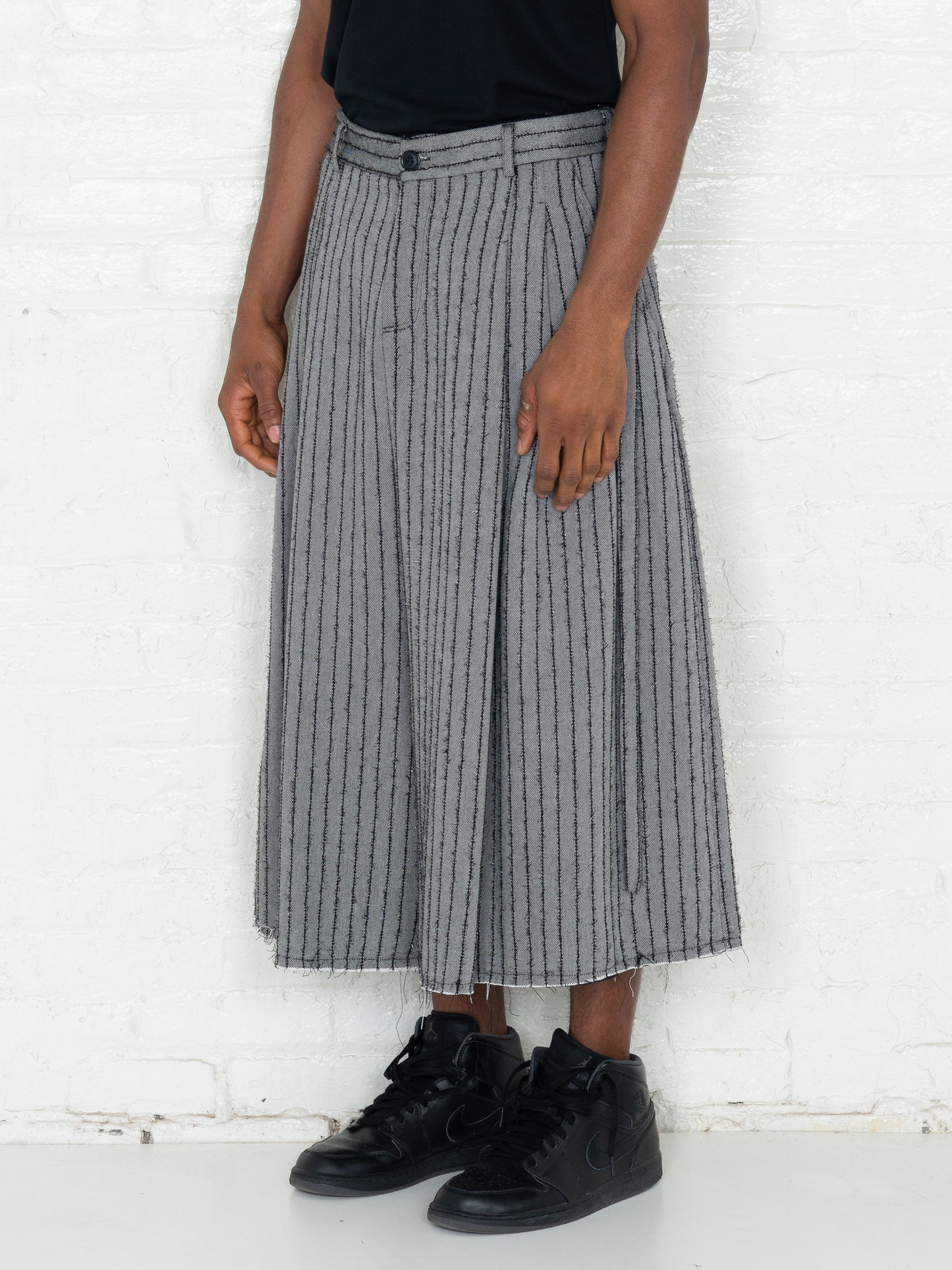 "The Skirt Pant" in Grey and Black Stripes