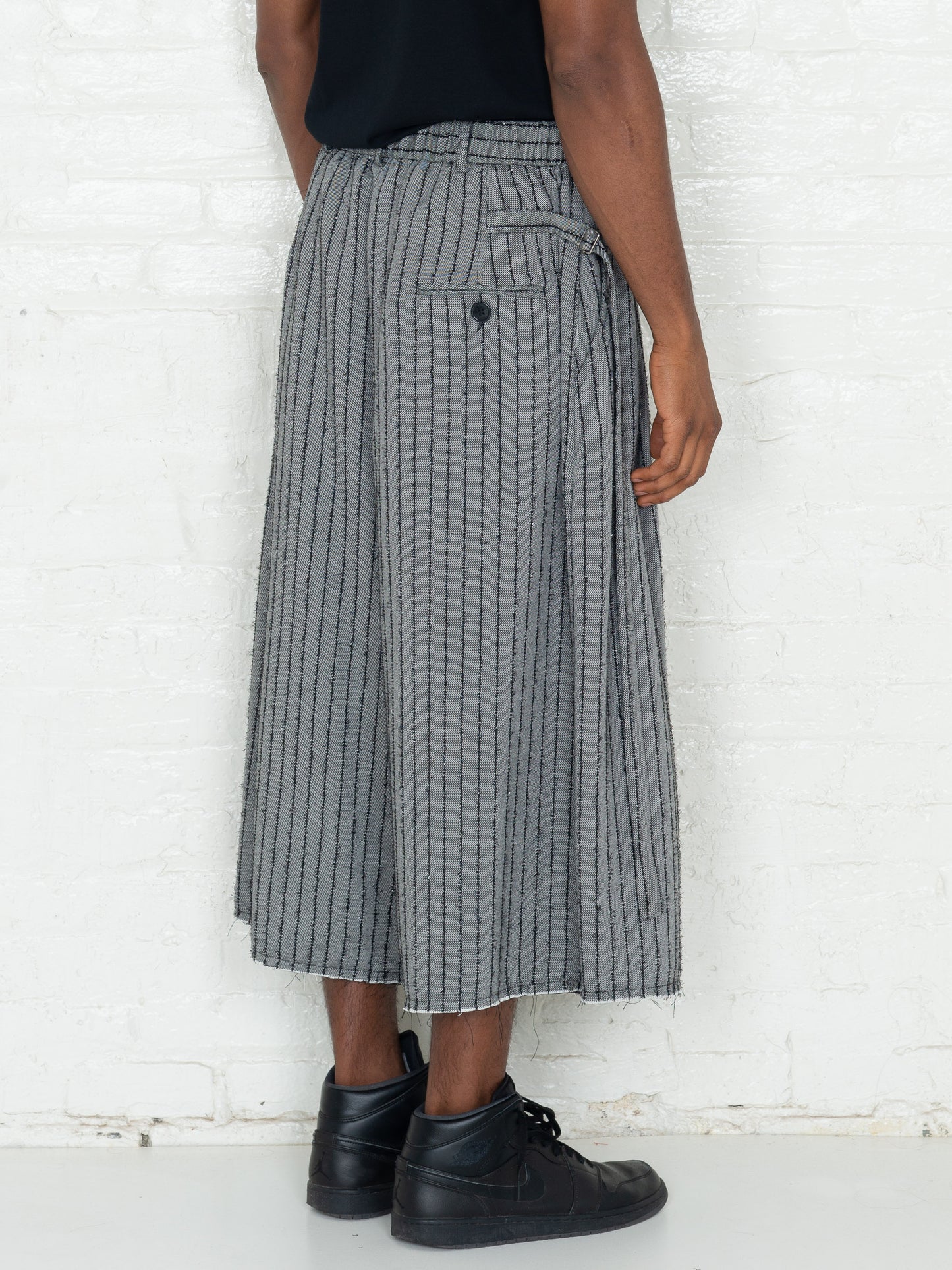 "The Skirt Pant" in Grey and Black Stripes