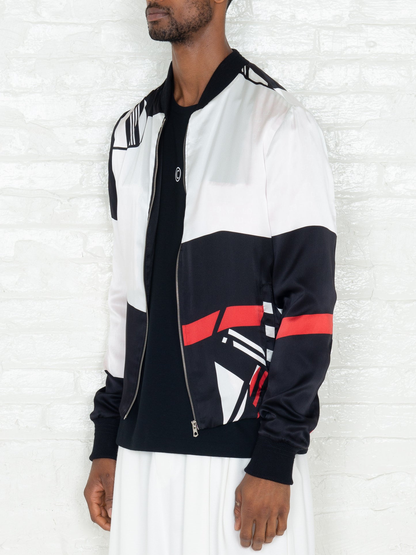 "The Classic Bomber" in Red Black & White Print