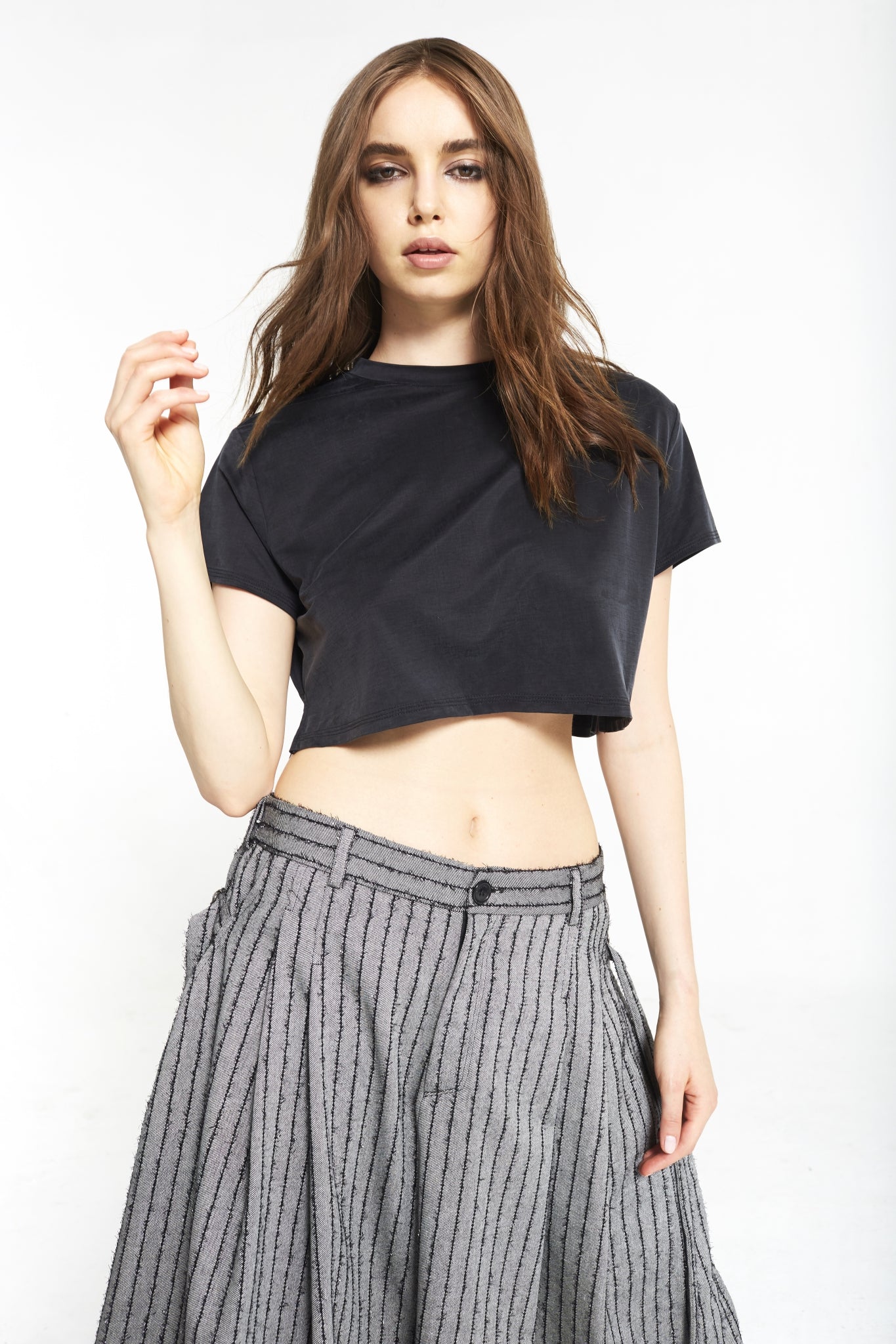 Black Cupro Crop Top