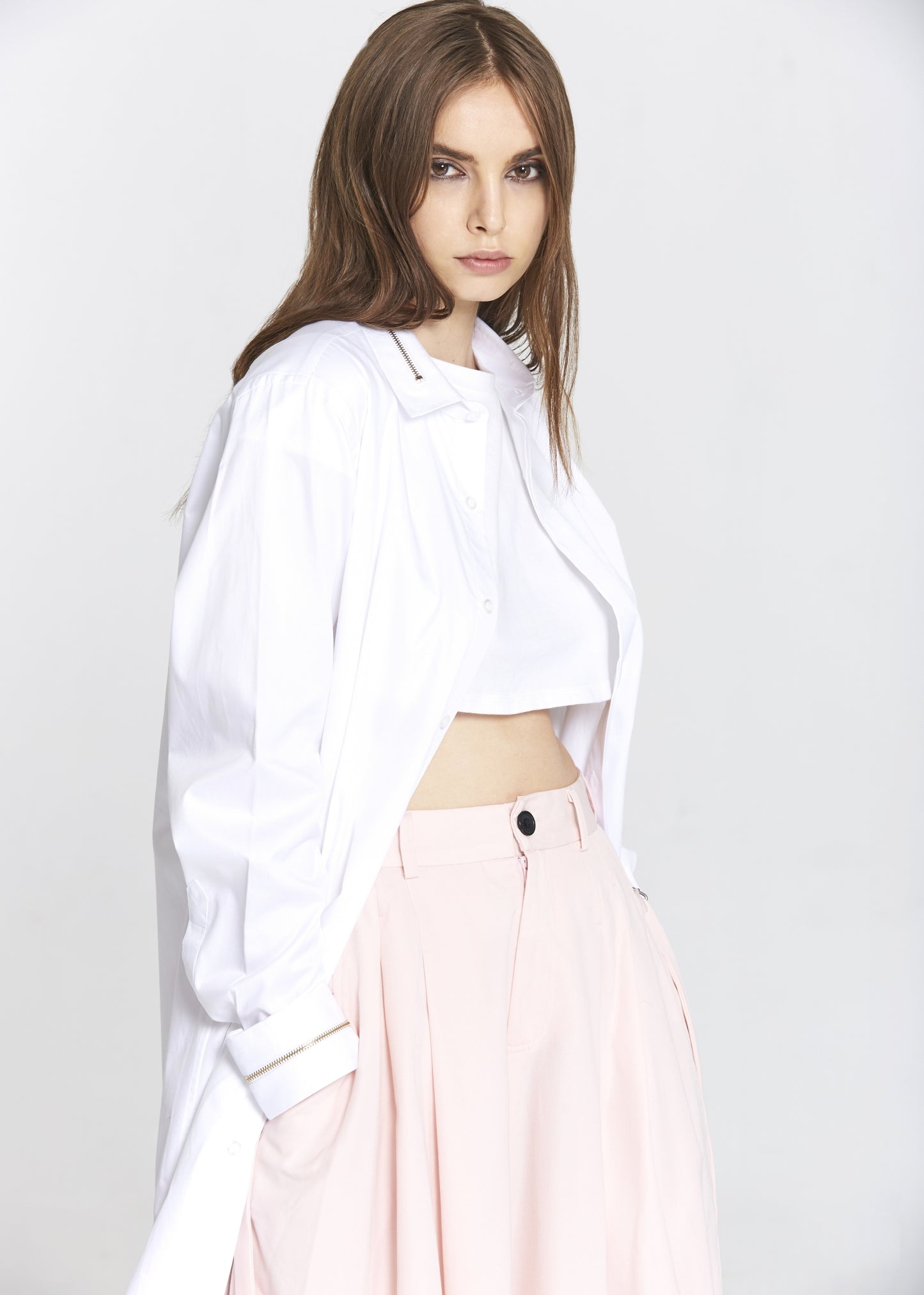 Tunic With Zipper on Cuff and Collar