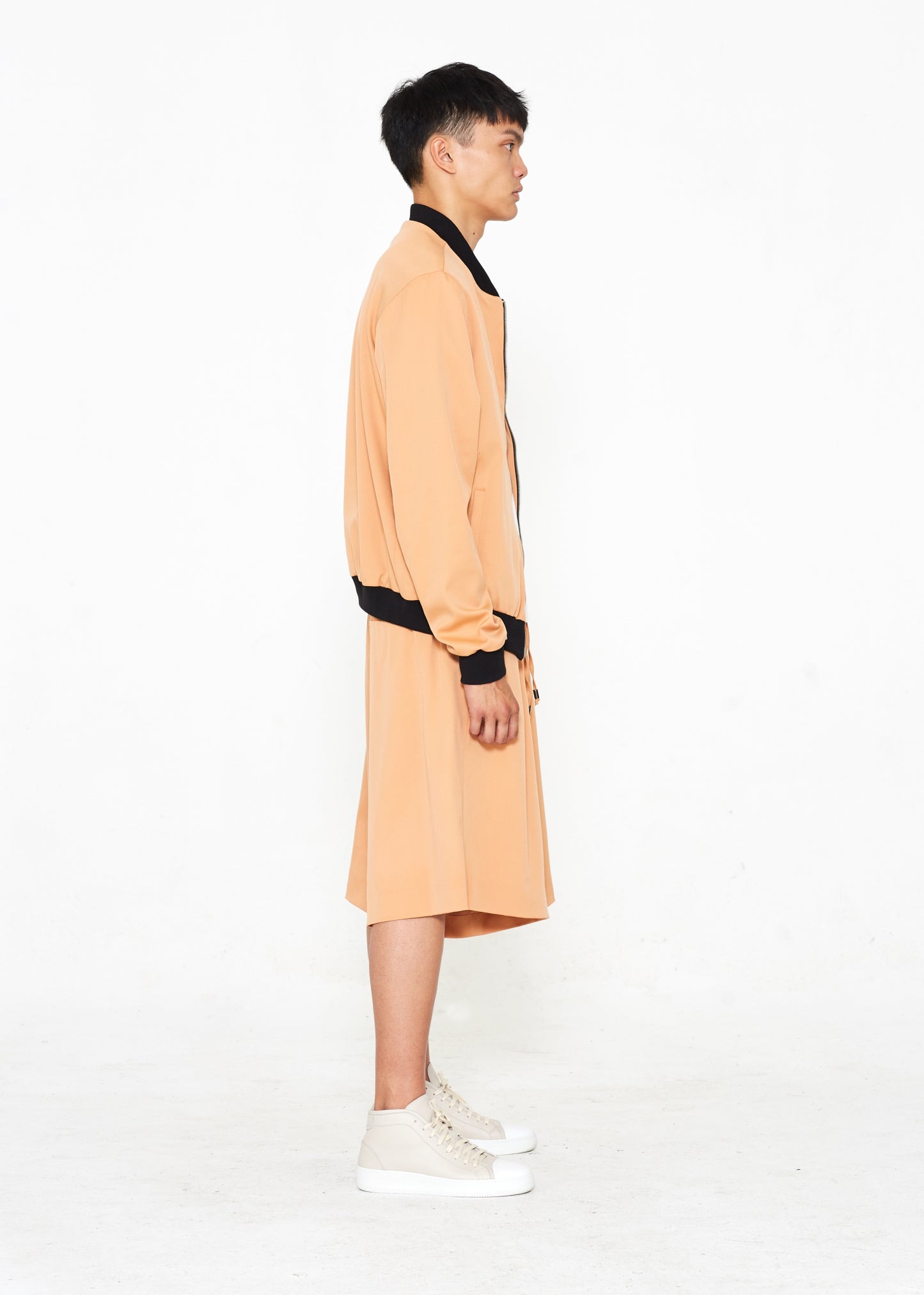 "The Limited Edition Super 150 Wool Bomber" in Peach