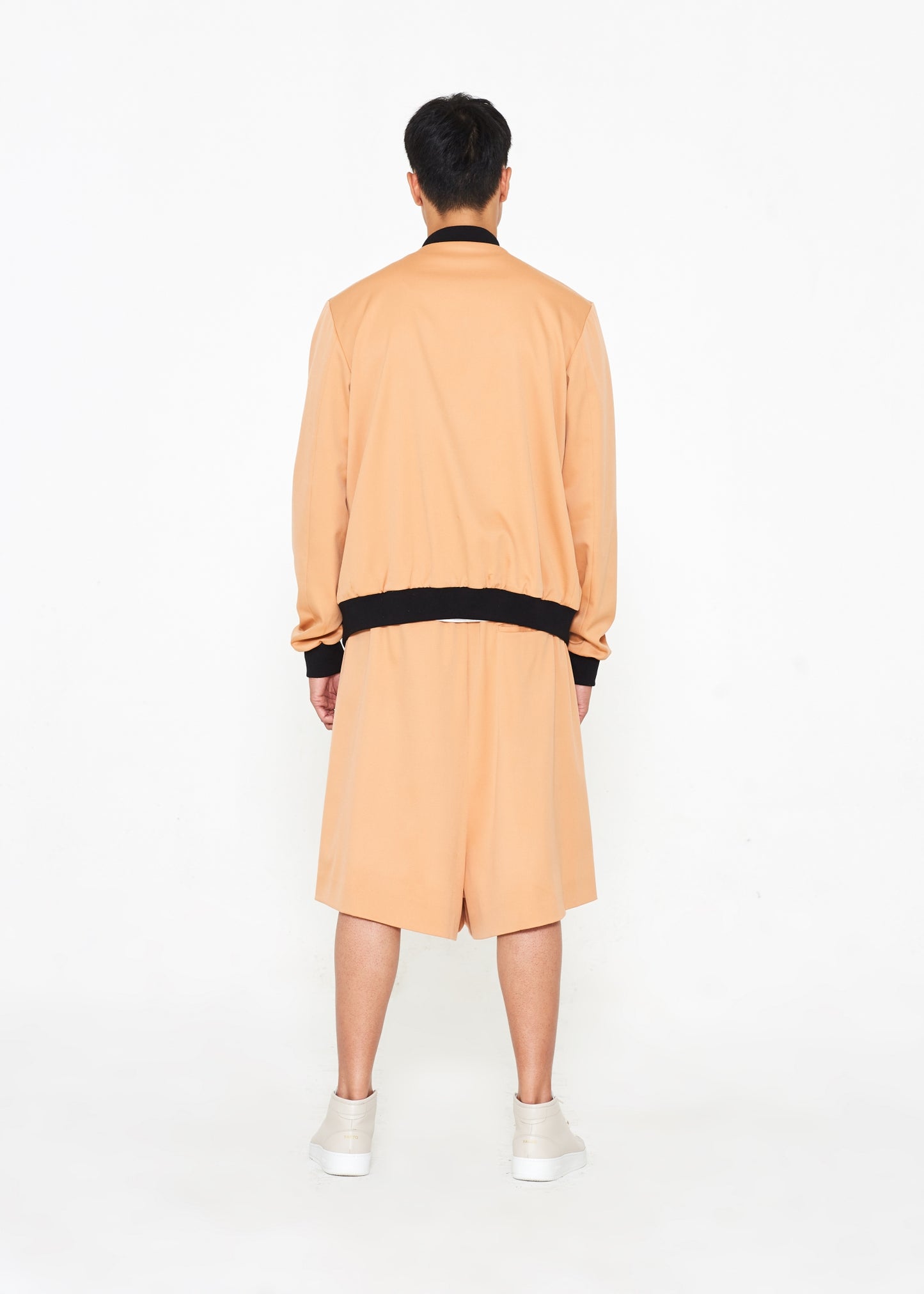 "The Limited Edition Super 150 Wool Bomber" in Peach