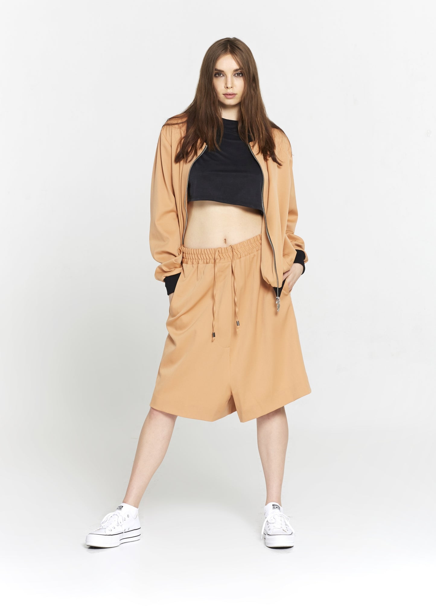 "The Limited Edition Super 150 Wool Bomber" in Peach