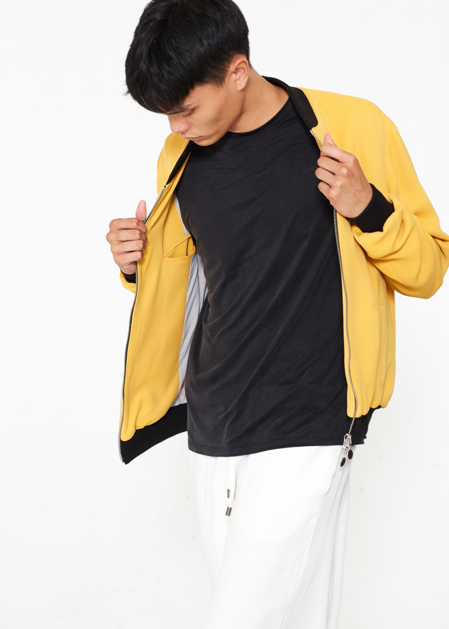 "The Limited Edition Crepe Bomber" in Sunset Yellow