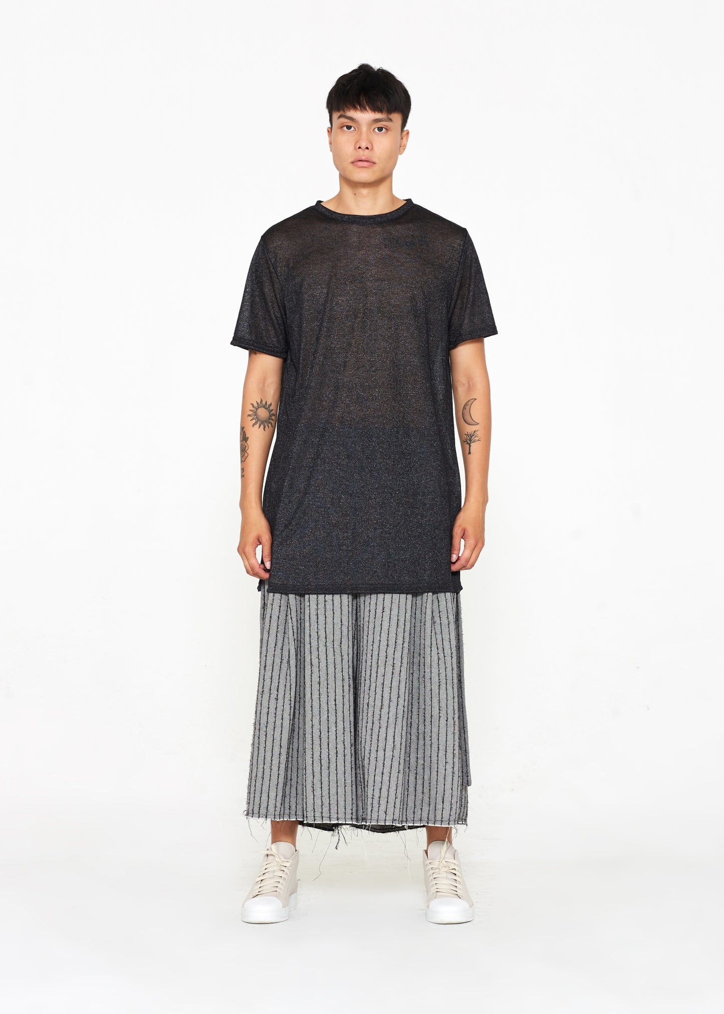 "The Skirt Pant" in Grey and Black Stripes