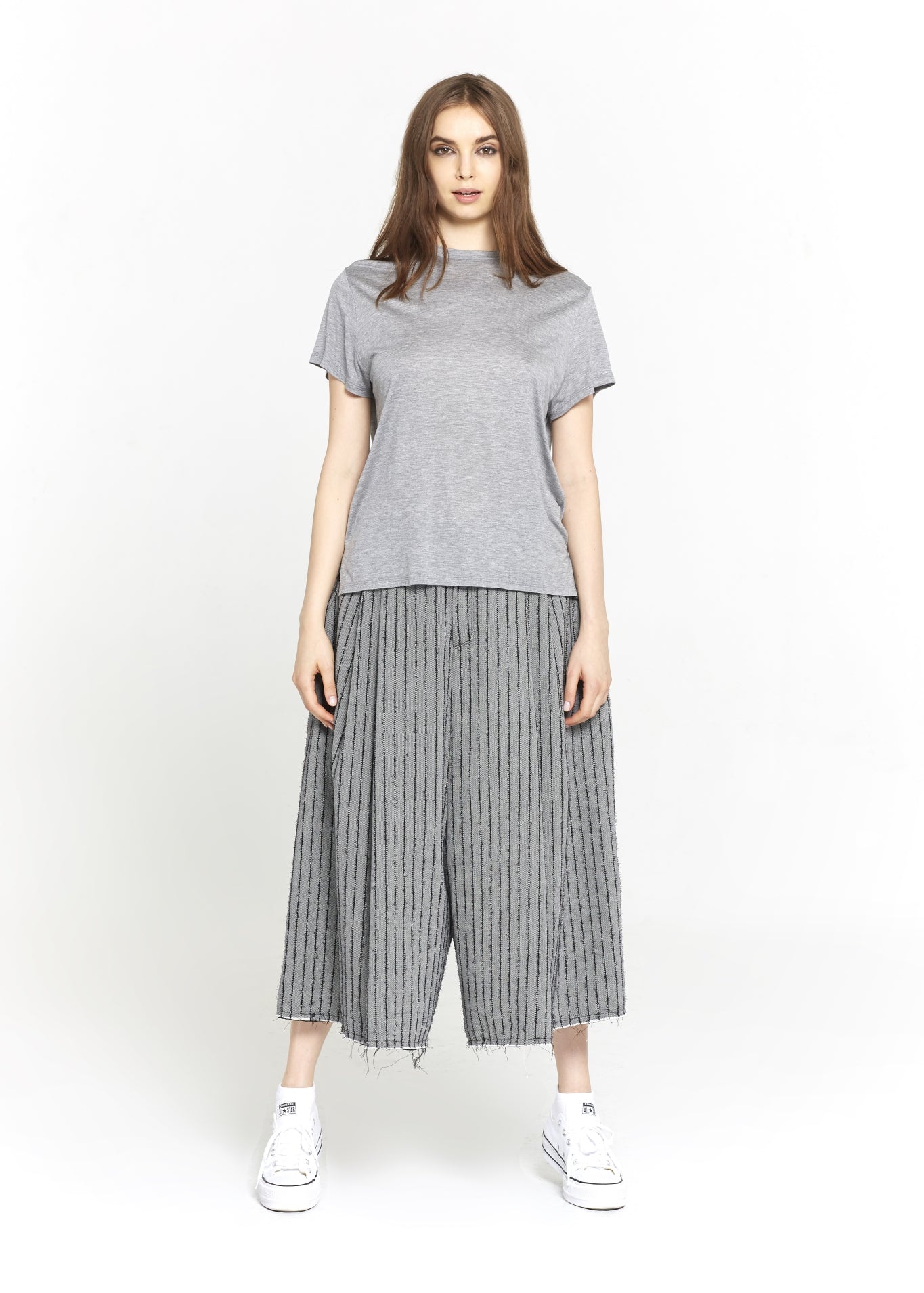 "The Skirt Pant" in Grey and Black Stripes