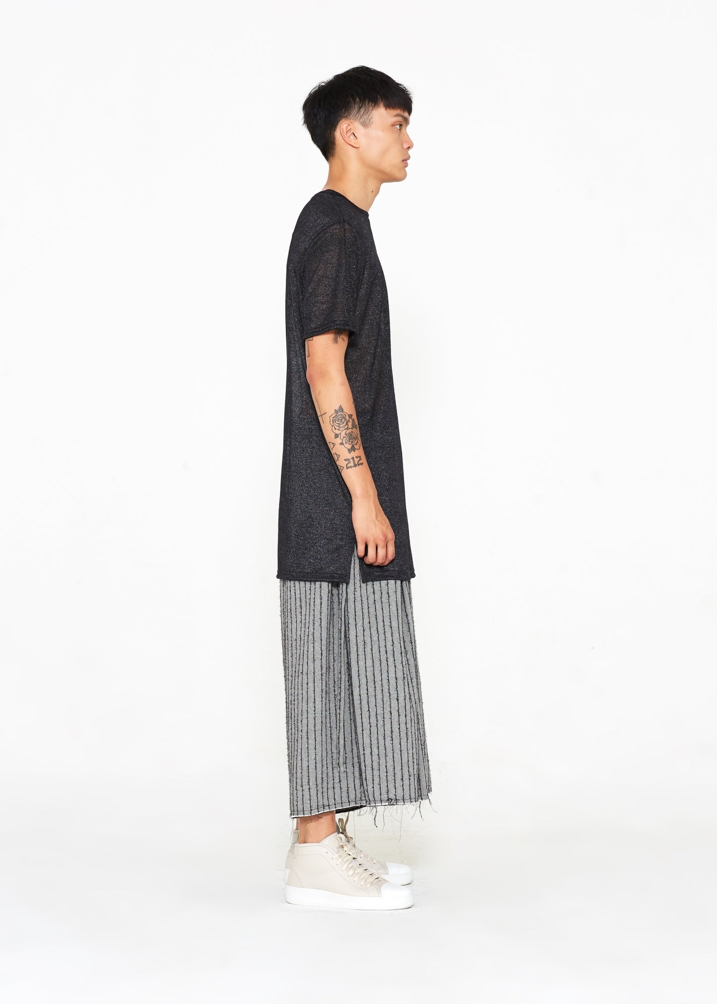 "The Skirt Pant" in Grey and Black Stripes