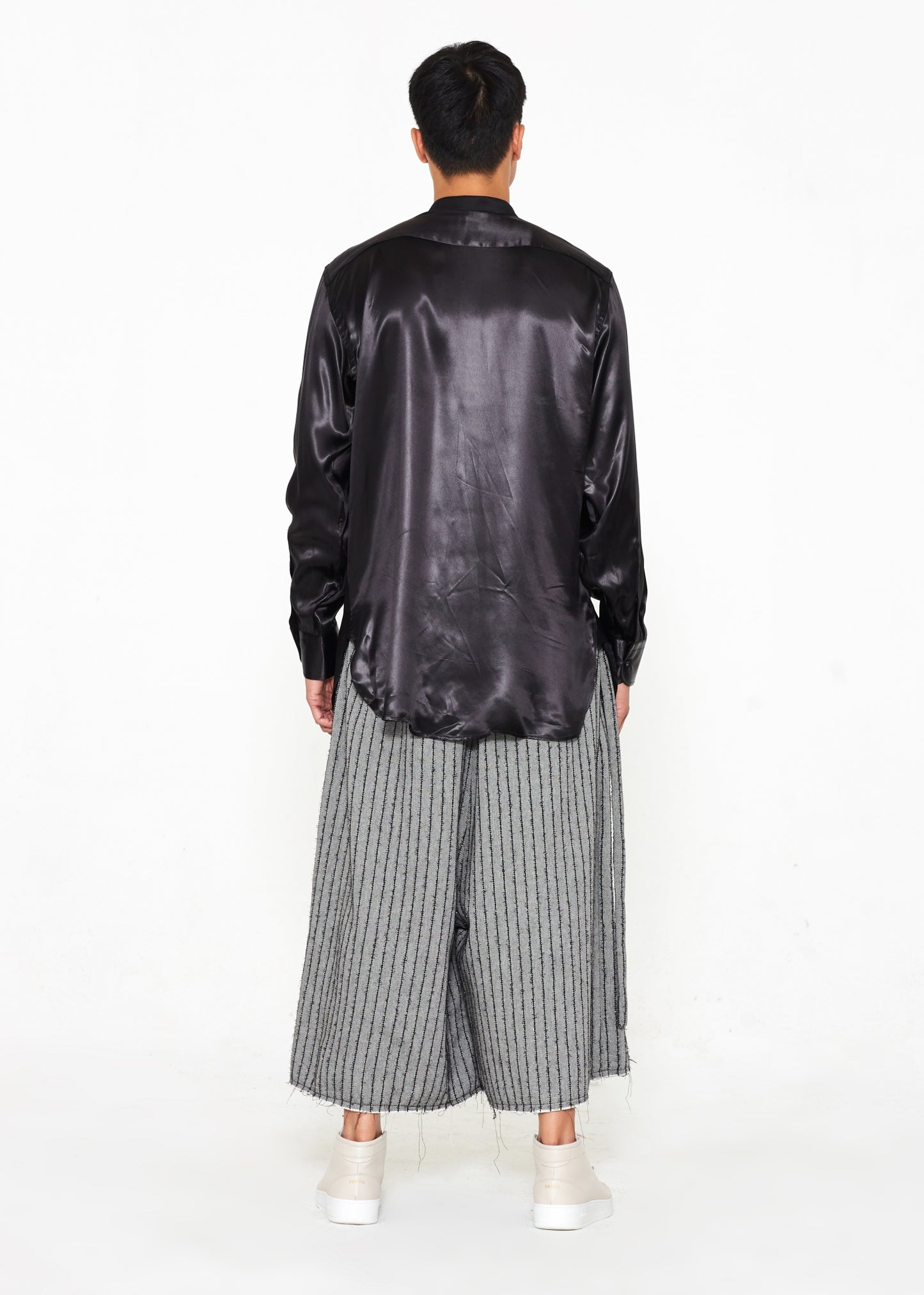 "The Skirt Pant" in Grey and Black Stripes