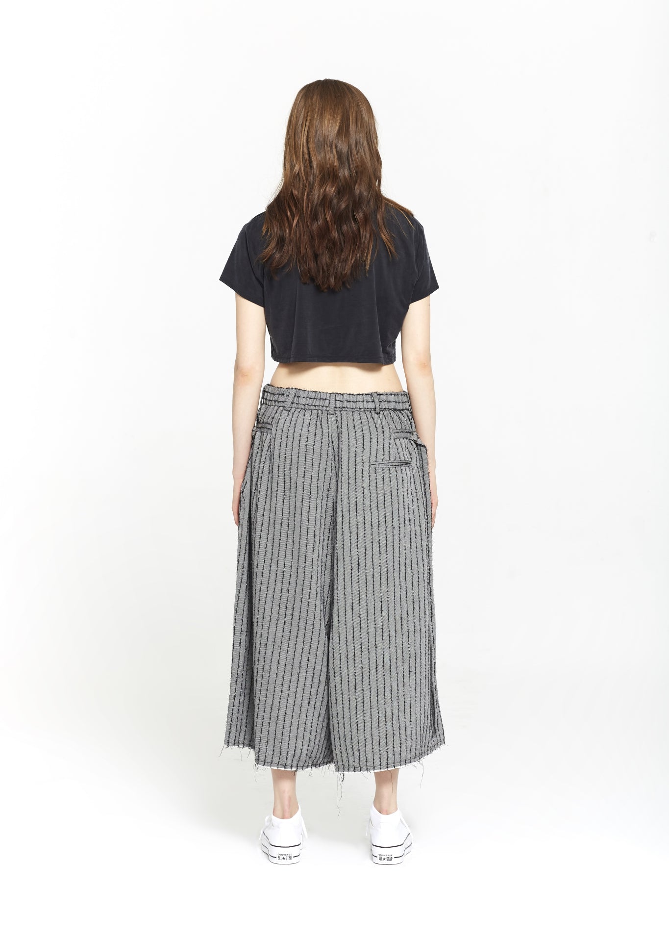 "The Skirt Pant" in Grey and Black Stripes