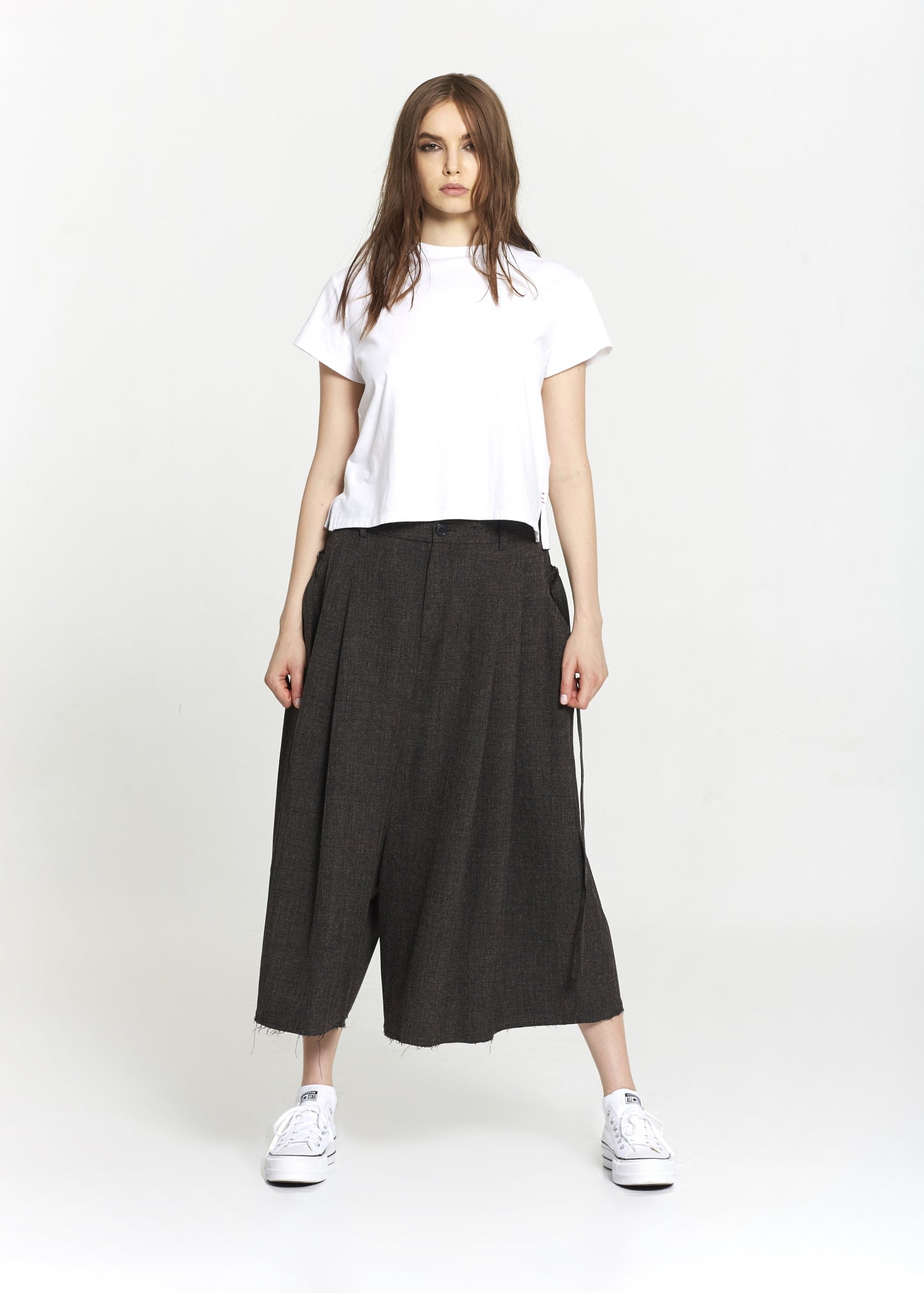 "The Skirt Pant" in Brown Linen
