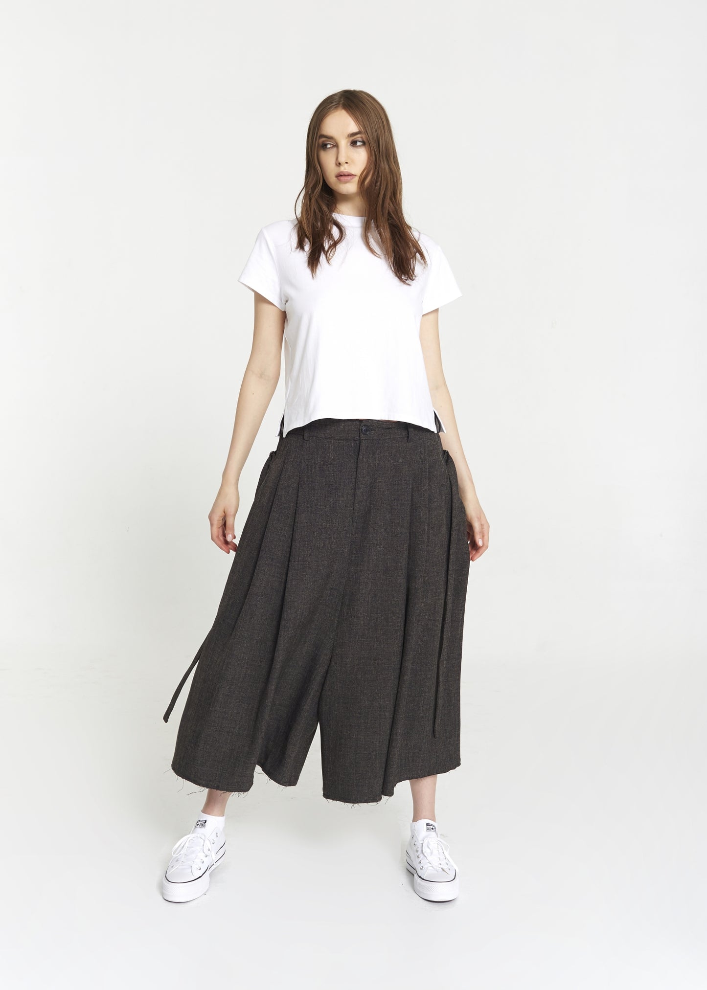 "The Skirt Pant" in Brown Linen