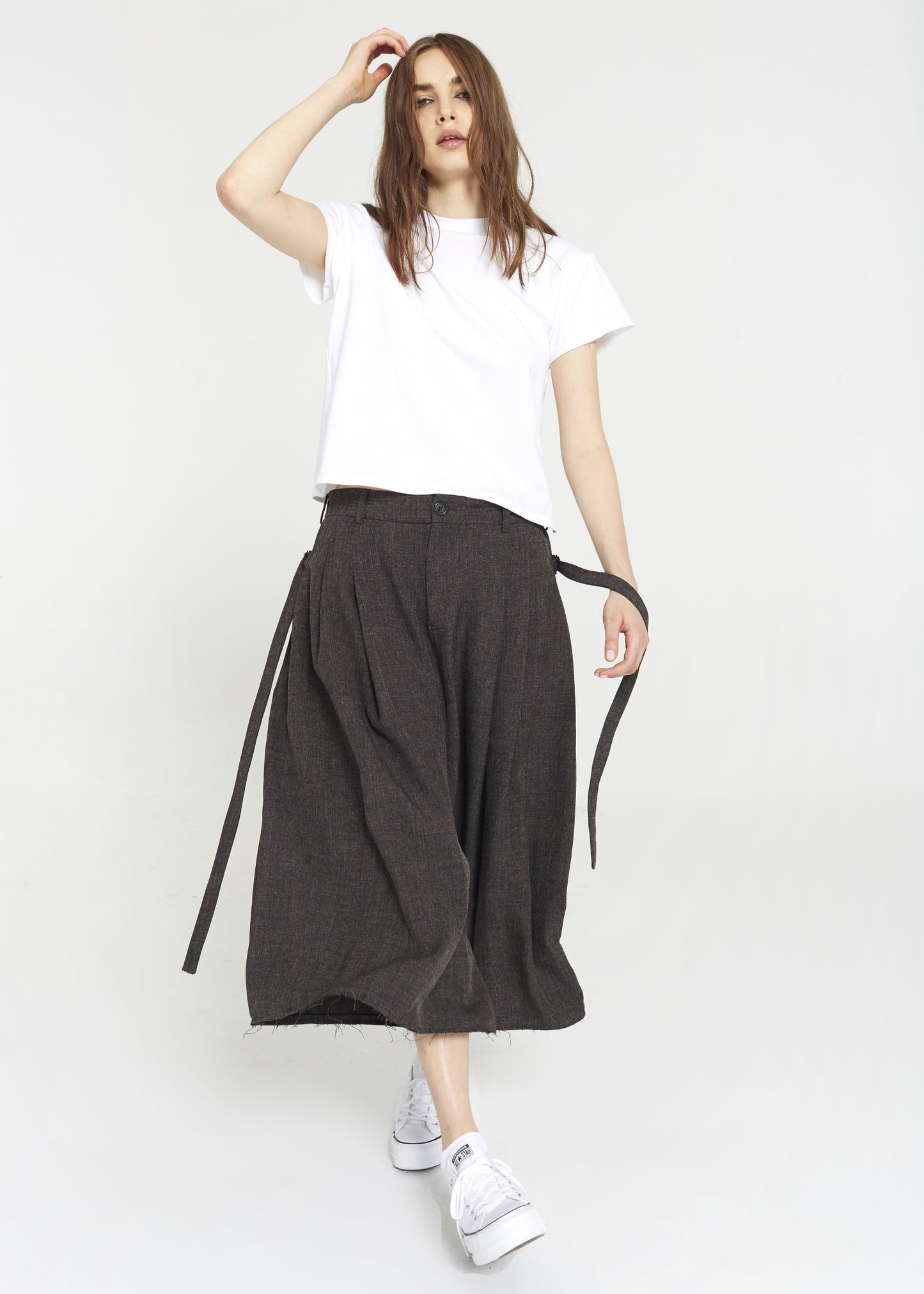 "The Skirt Pant" in Brown Linen