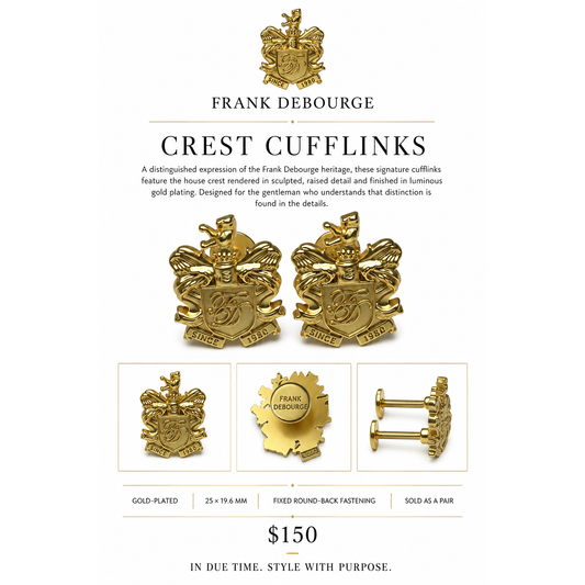 Crest Cufflinks — Gold Plated — details
