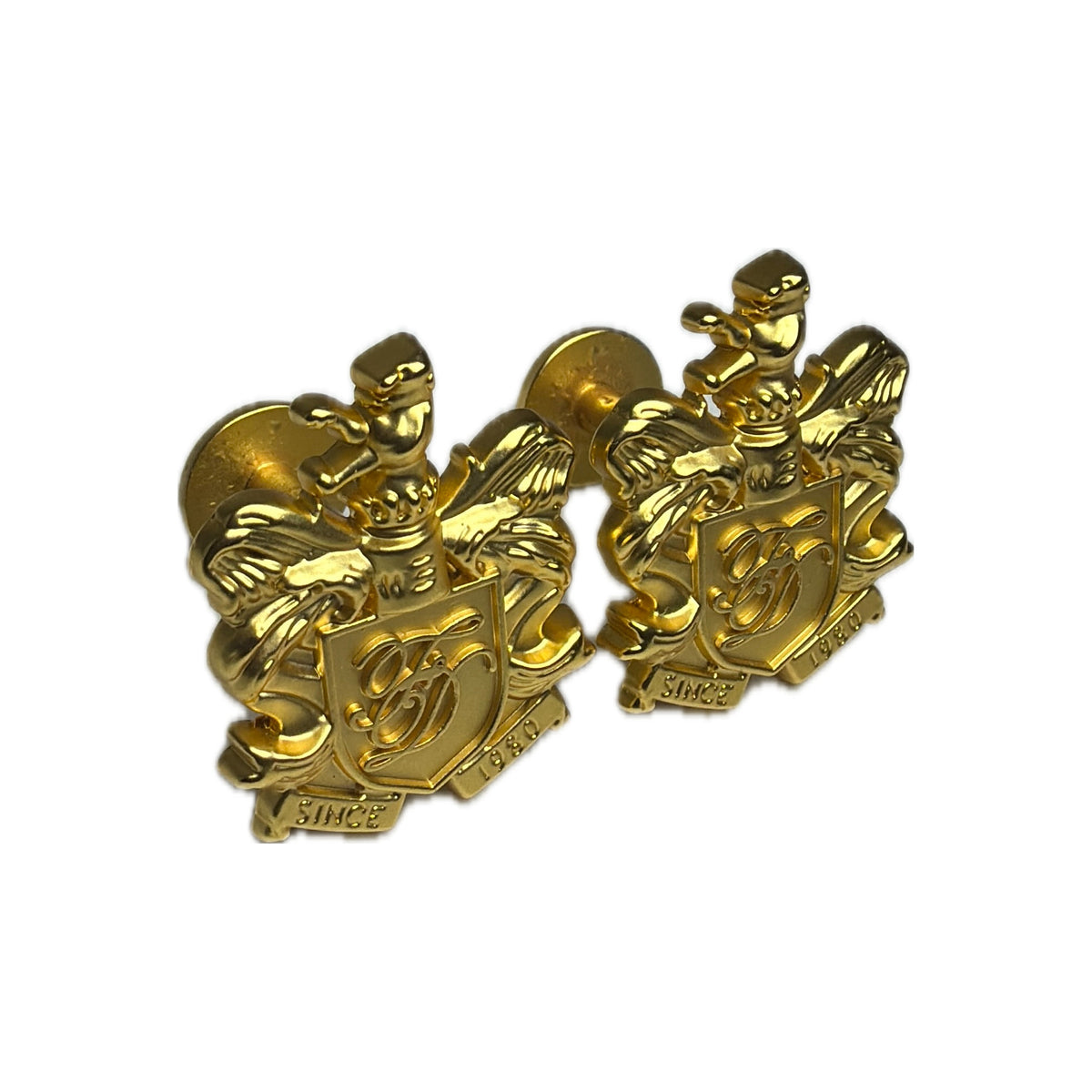 Crest Cufflinks — Gold Plated — tres-quartos