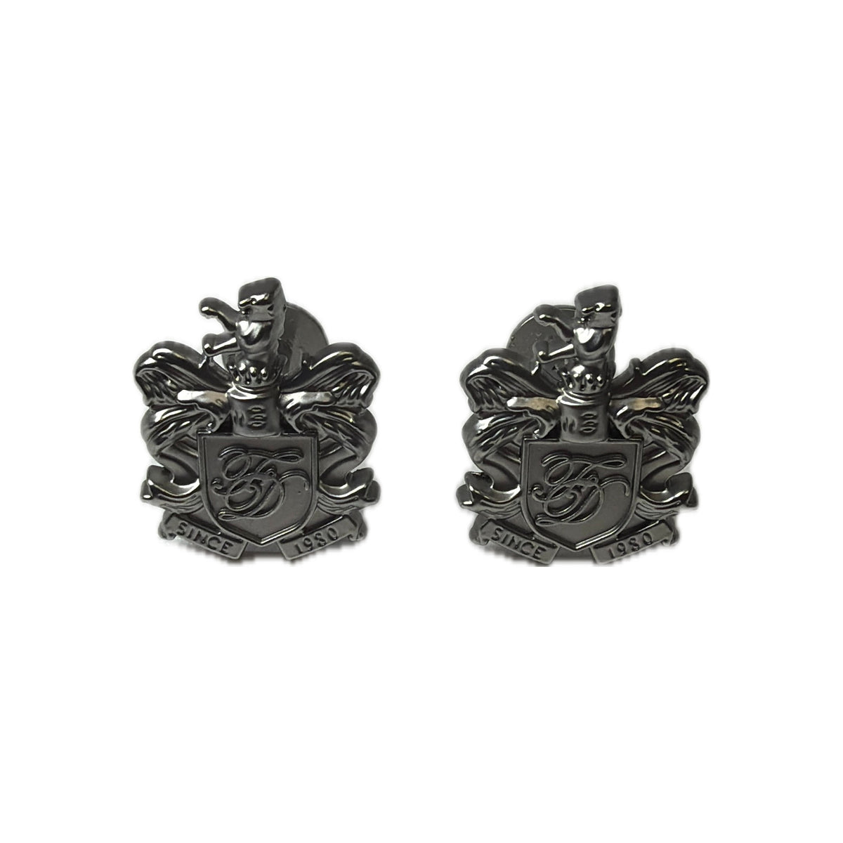 Crest Cufflinks — Gunmetal Silver — frente