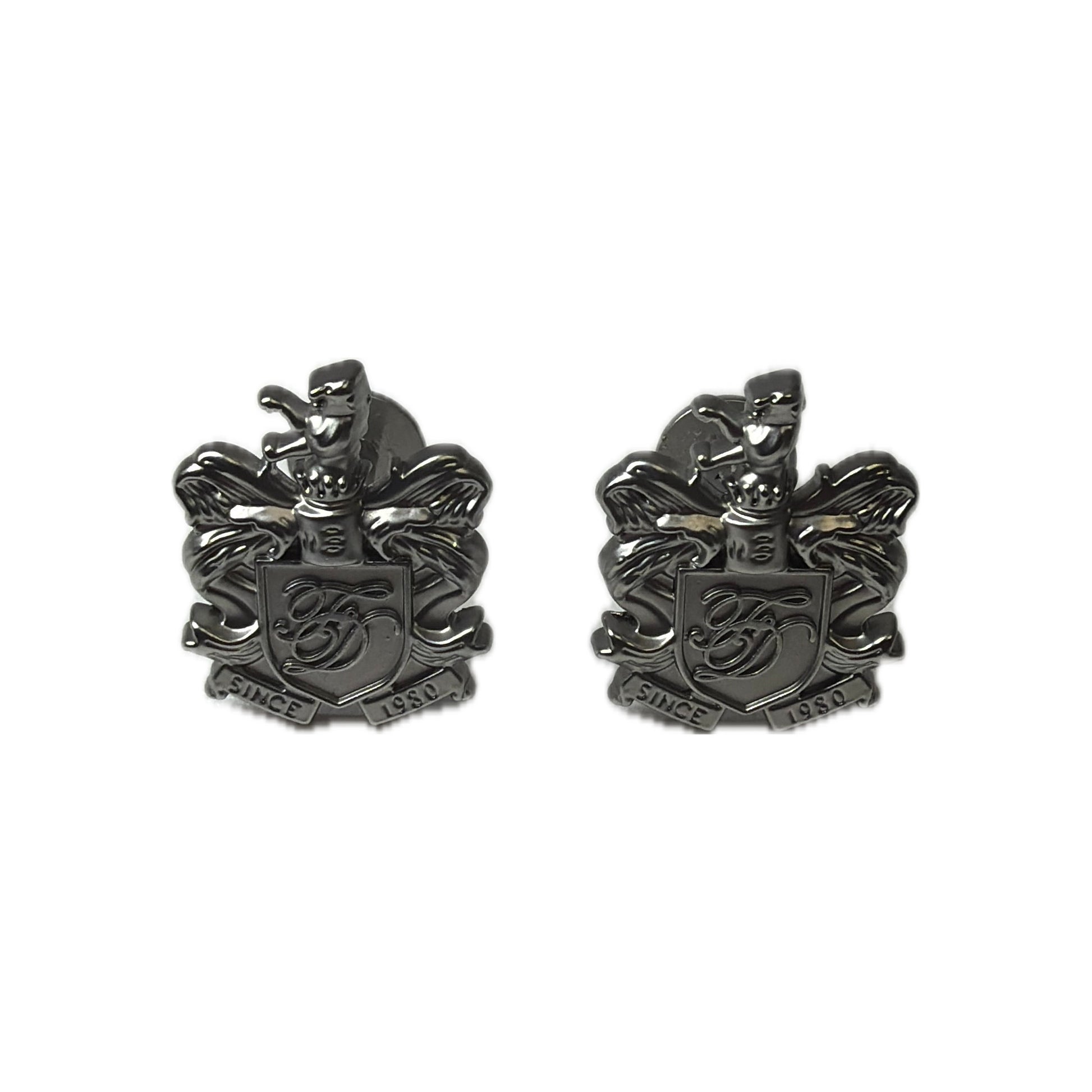 Crest Cufflinks — Gunmetal Silver — frente
