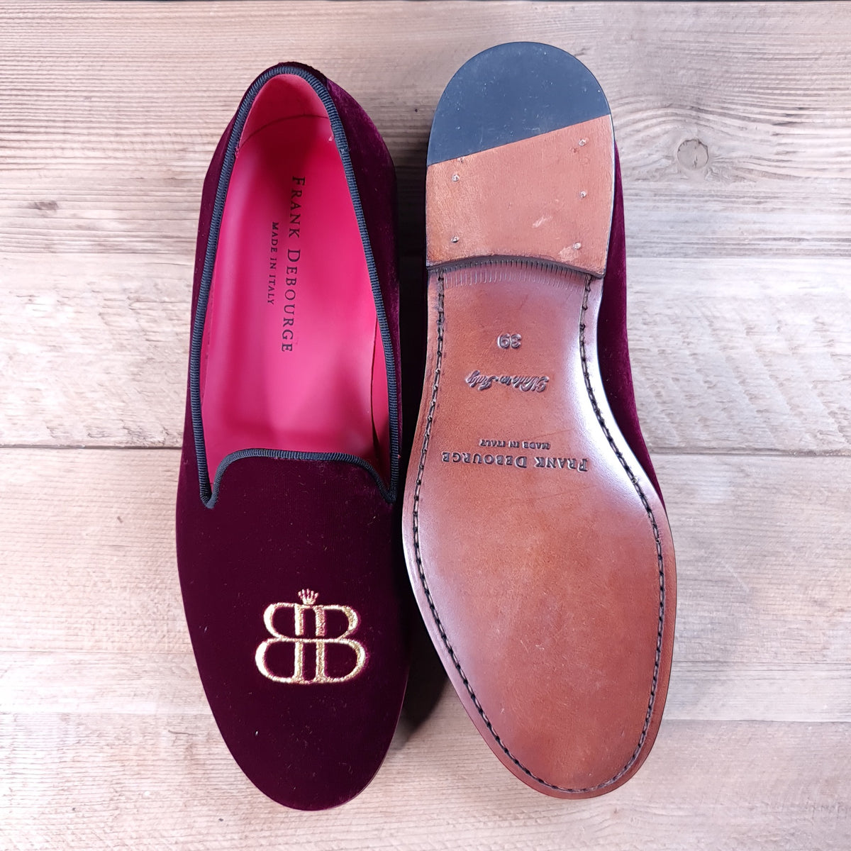 Burgundy Velvet Slip-On Loafers — interior