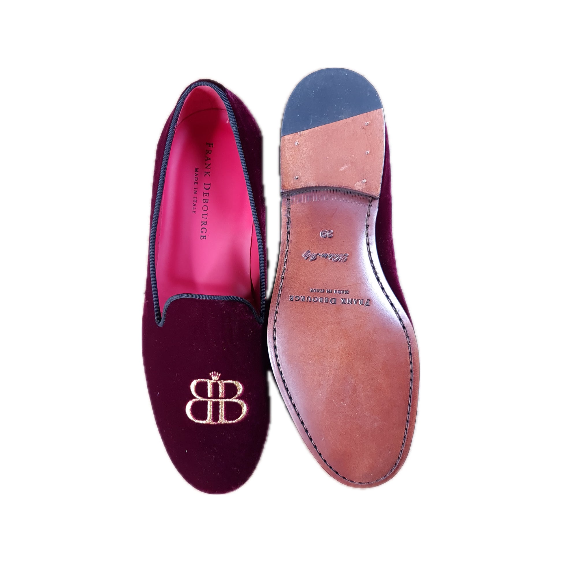 Burgundy Velvet Slip-On Loafers — interior