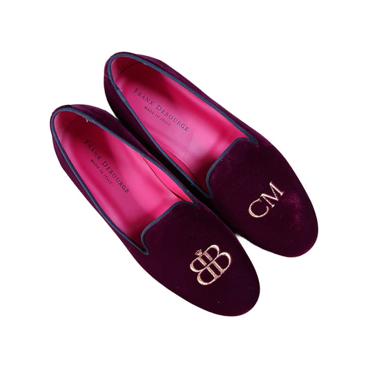 Burgundy Velvet Slip-On Loafers — tres-quartos