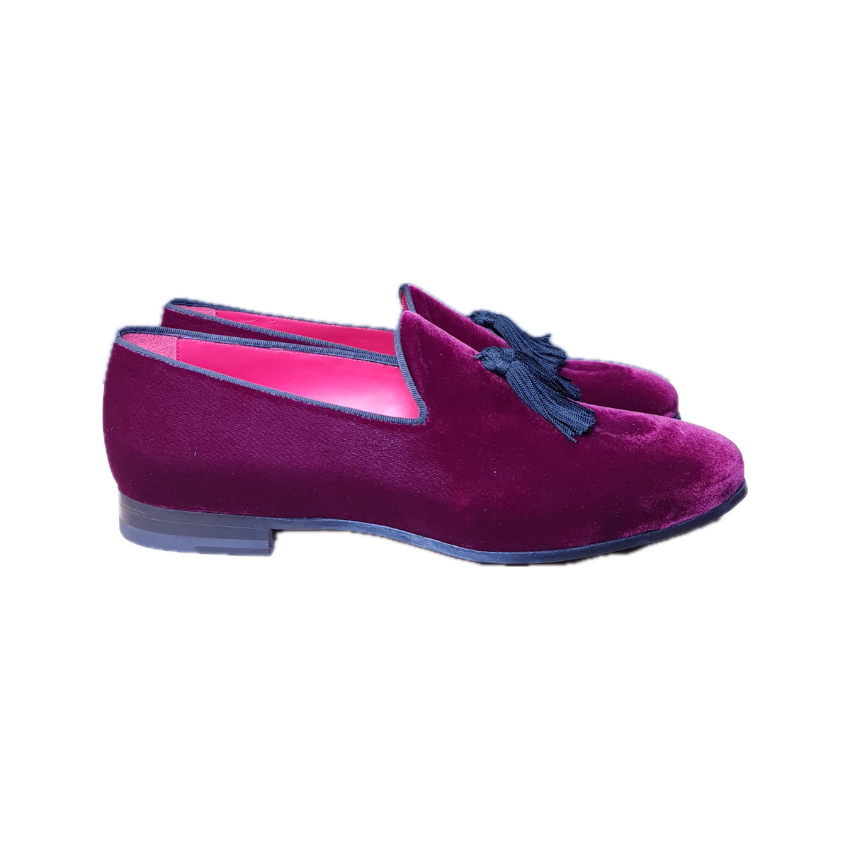 Burgundy Velvet Tassel Loafers — frente