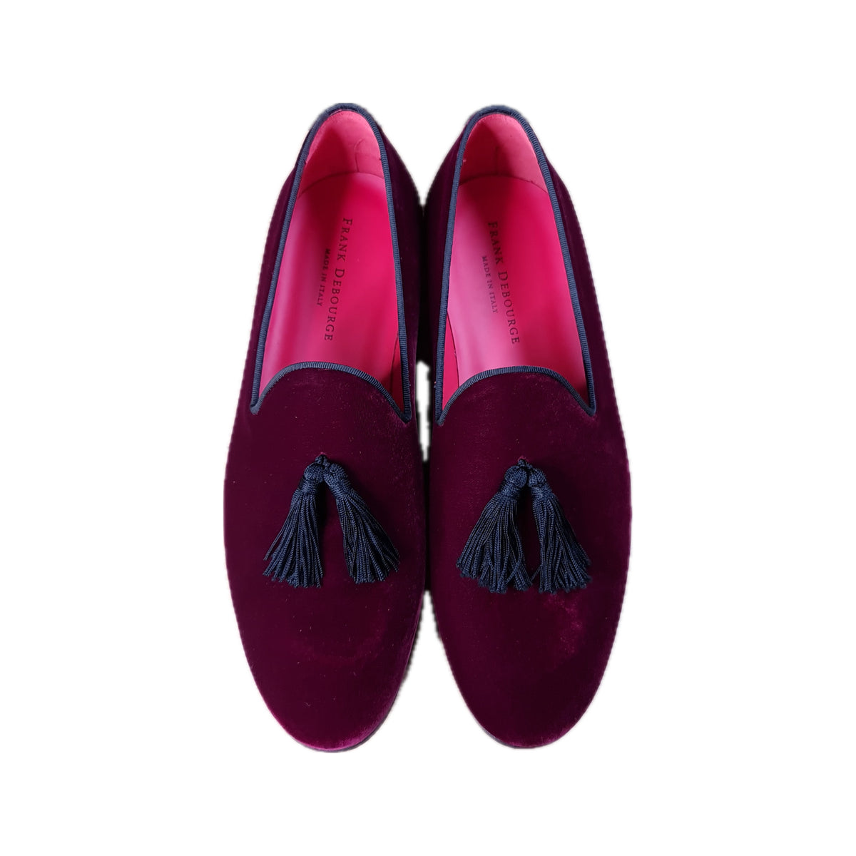 Burgundy Velvet Tassel Loafers — topo