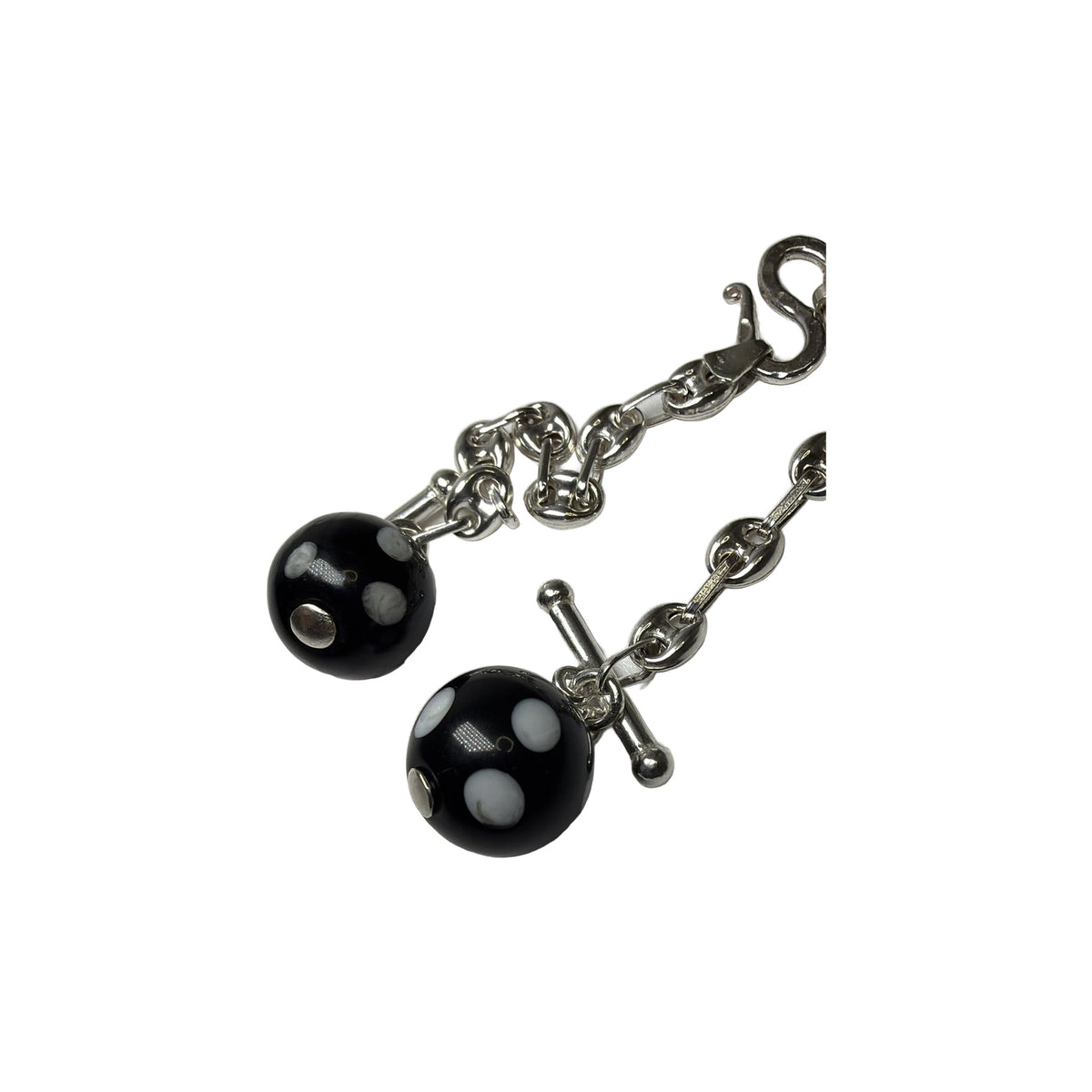 Heritage Button Chain — Black & White Agate — detalhe