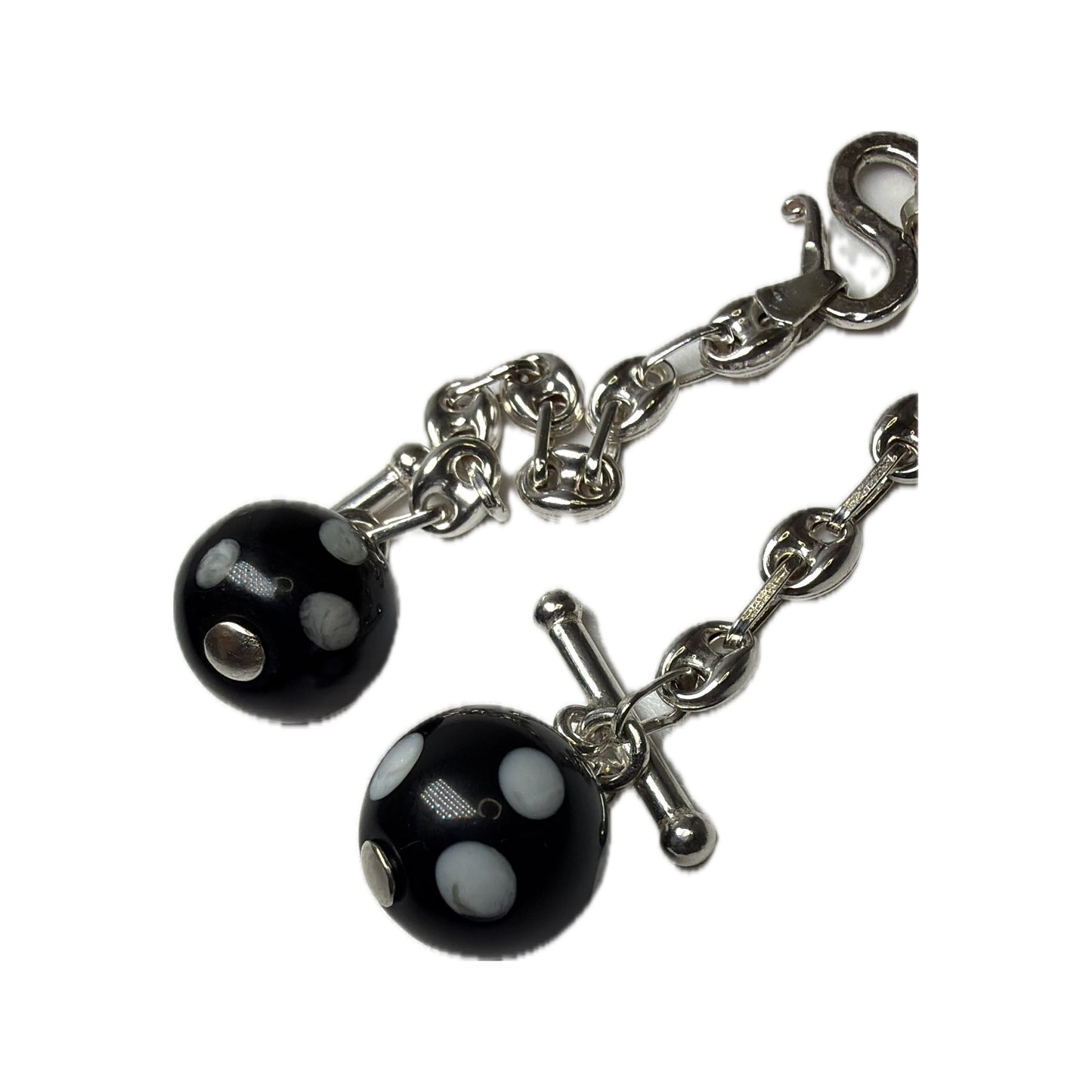 Heritage Button Chain — Black & White Agate — detalhe