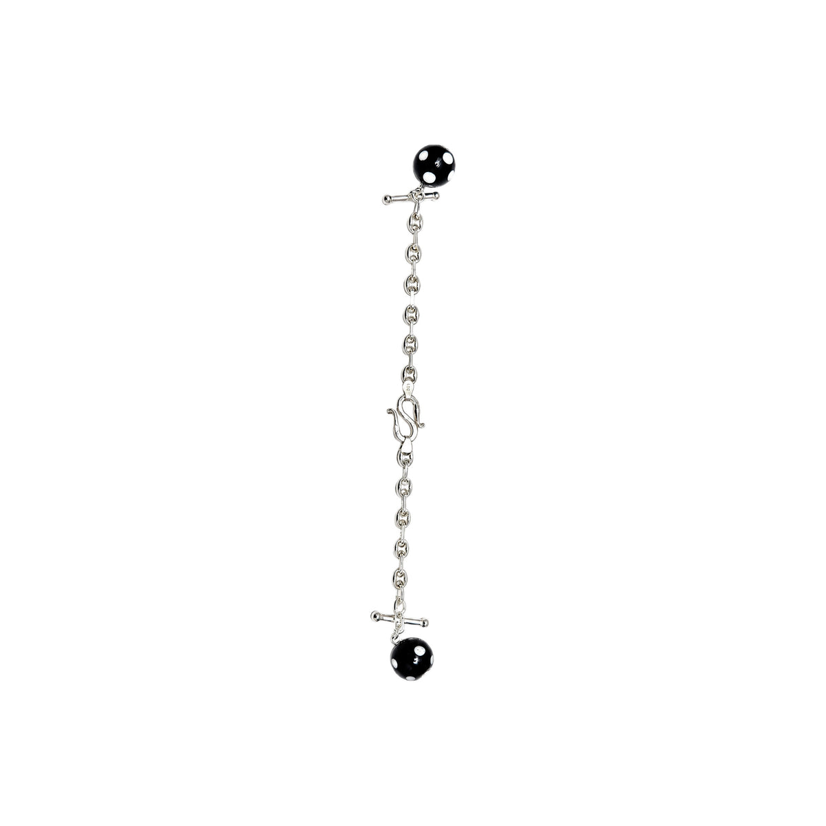 Heritage Button Chain — Black & White Agate — frente