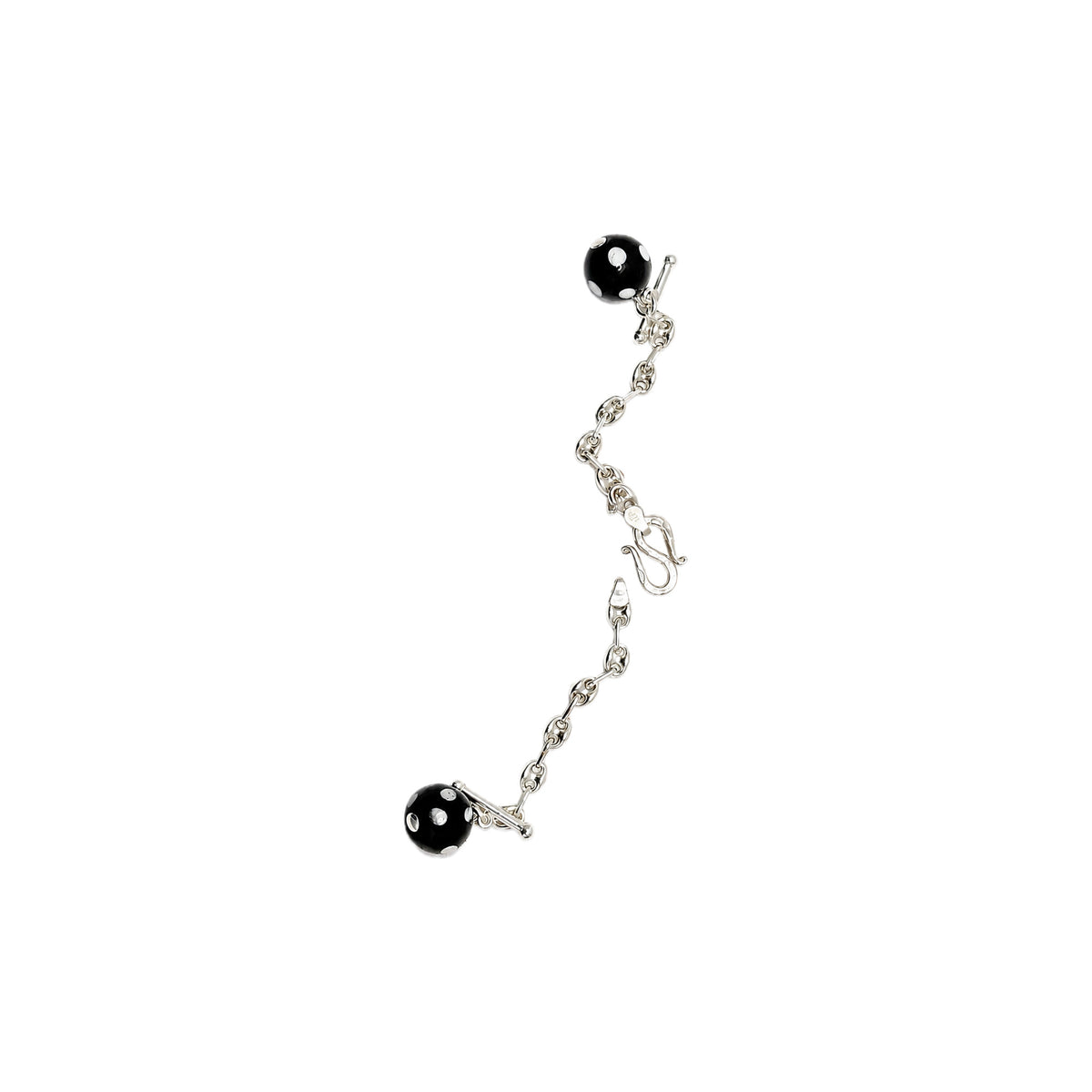 Heritage Button Chain — Black & White Agate — frente