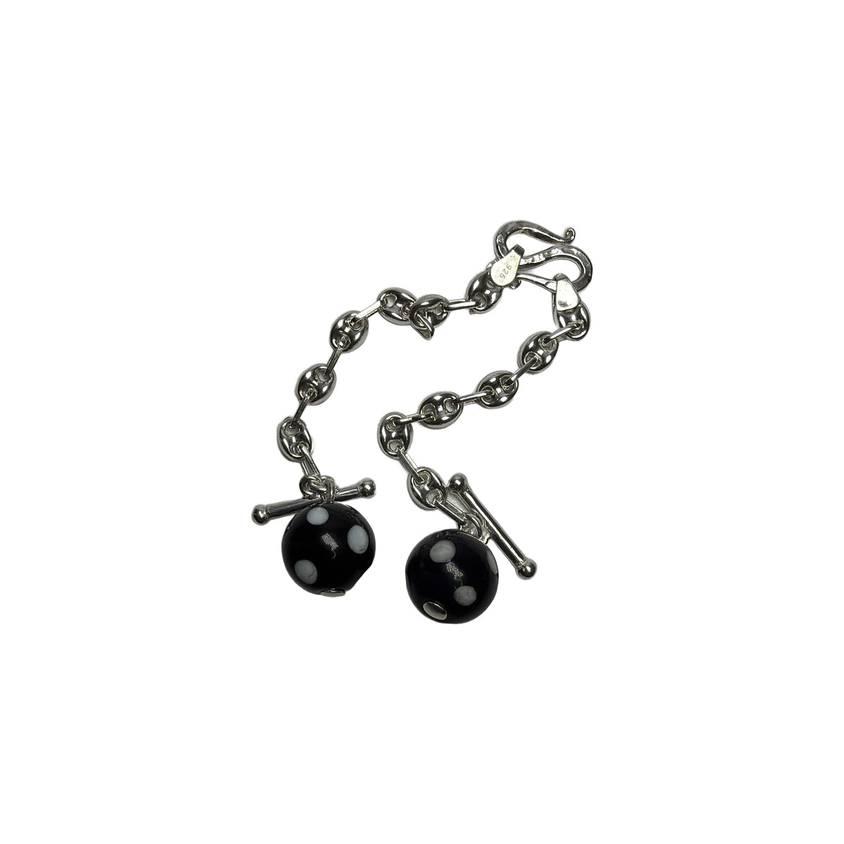 Heritage Button Chain — Black & White Agate — topo