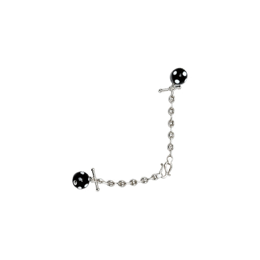 Heritage Button Chain — Black & White Agate — tres-quartos