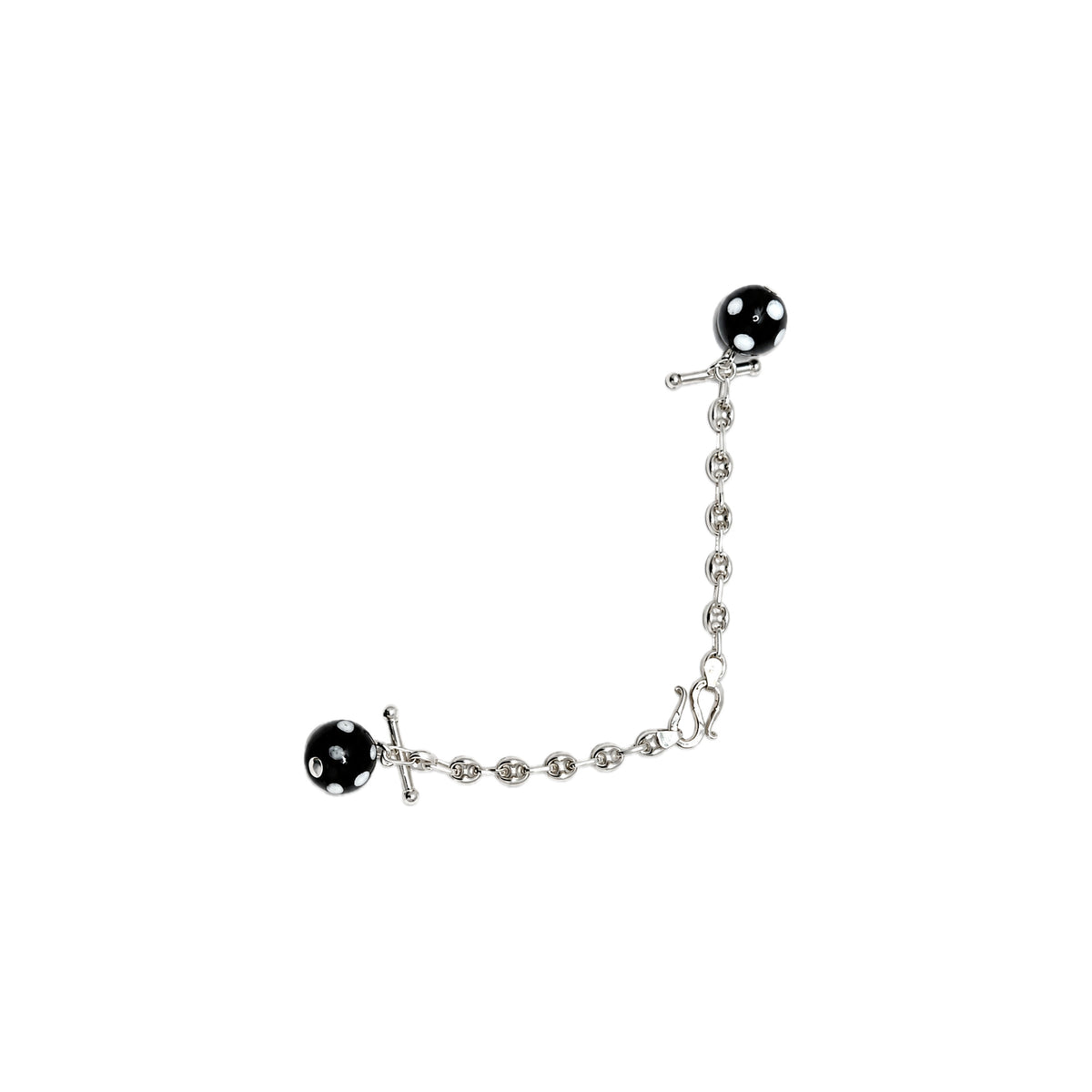 Heritage Button Chain — Black & White Agate — tres-quartos
