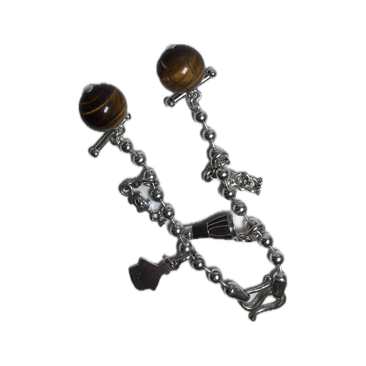 Heritage Button Chain — Tiger's Eye — topo