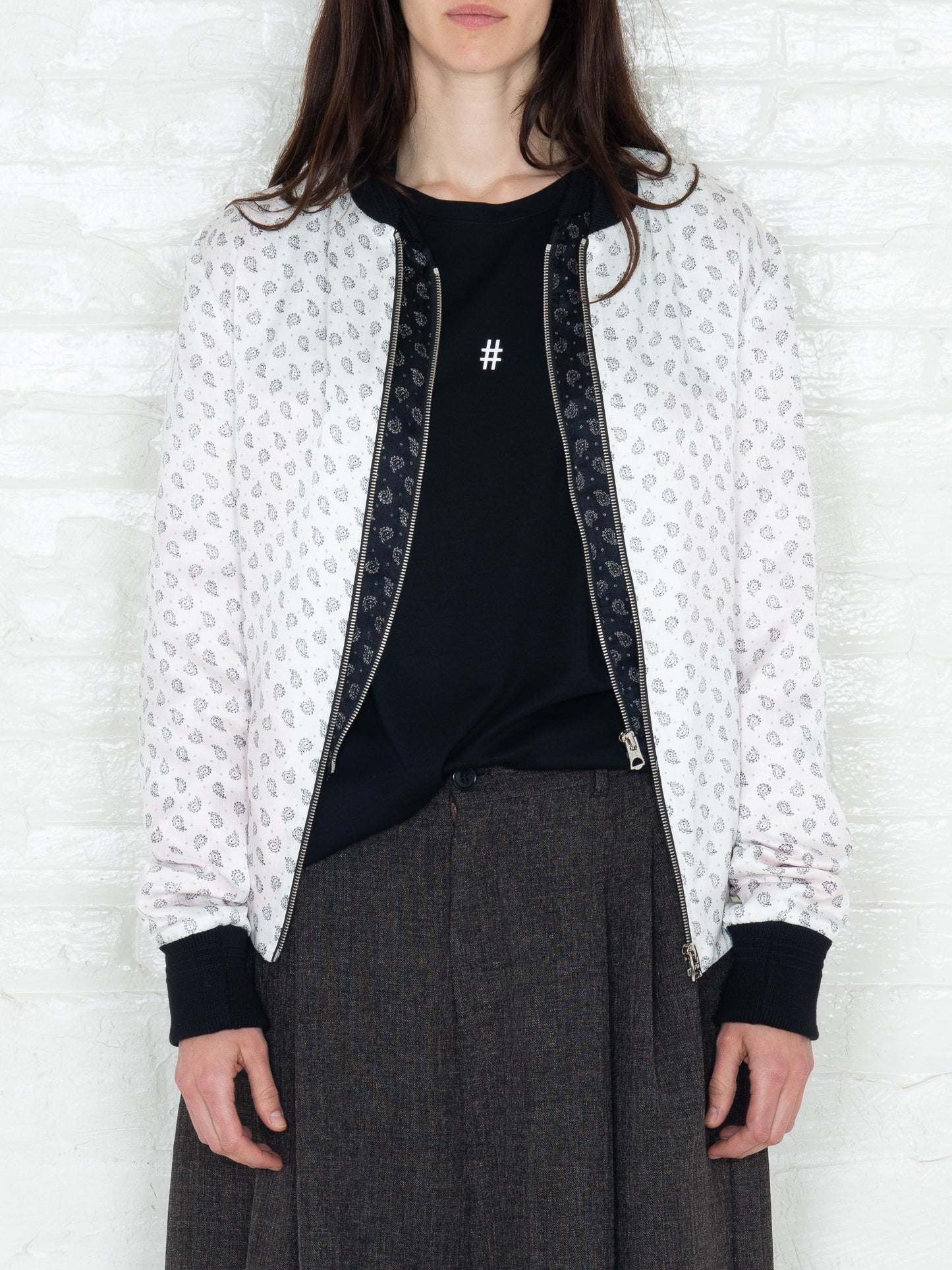 "The Classic Bomber" in White and Black Print