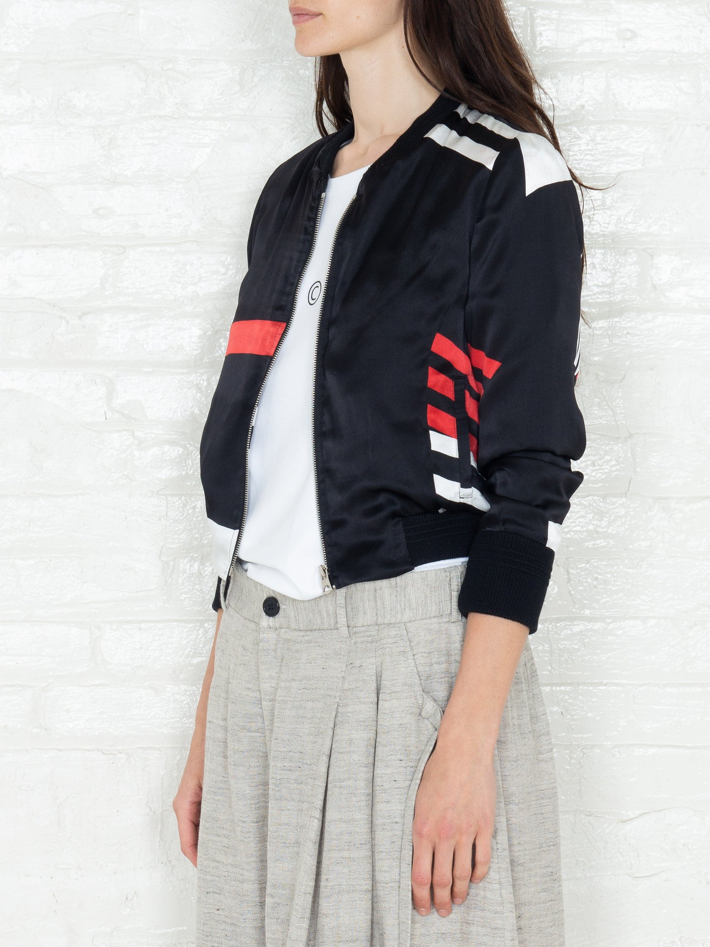 "The Classic Bomber" 3/4 in Black White and Red