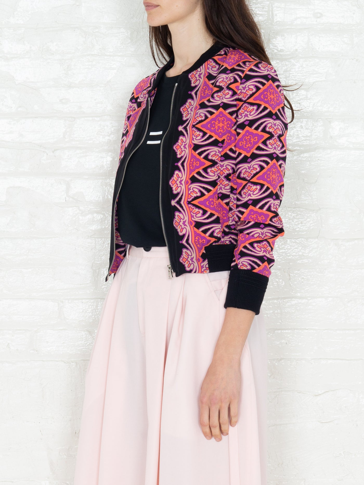 "The Classic Bomber" 3/4 in Pink Coral Print