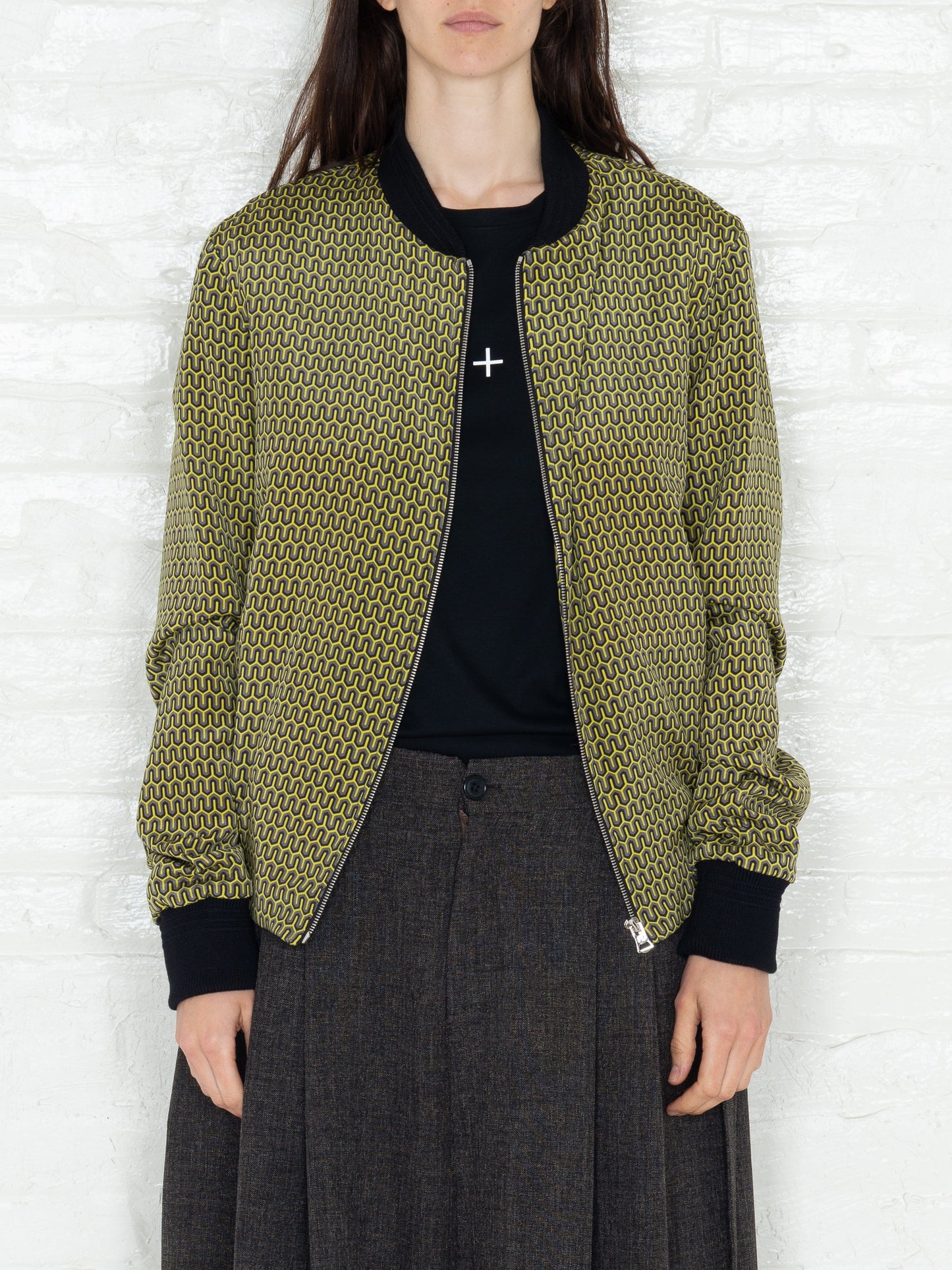 "The Classic Bomber" in a Green Patterned Print