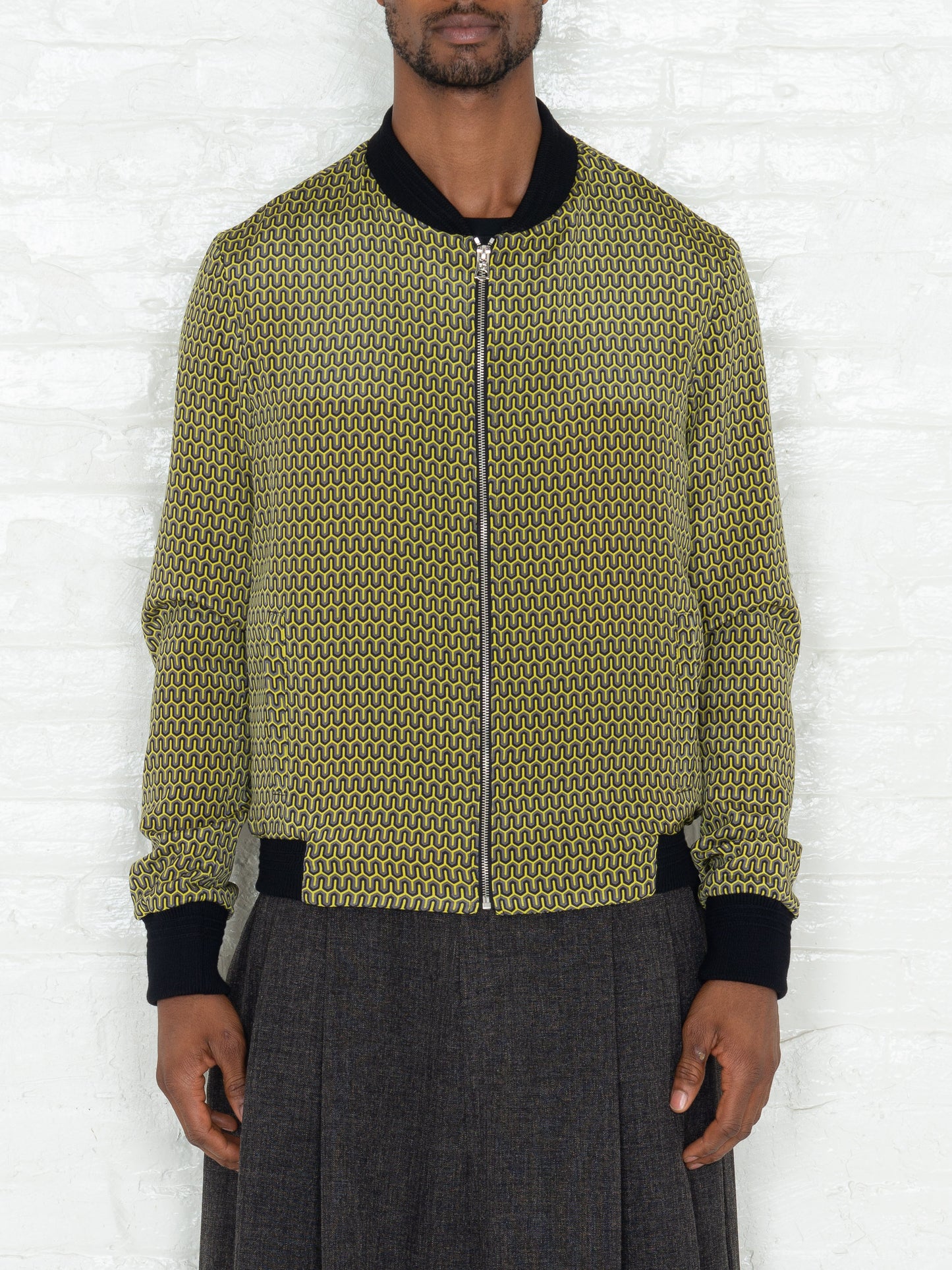 "The Classic Bomber" in a Green Patterned Print