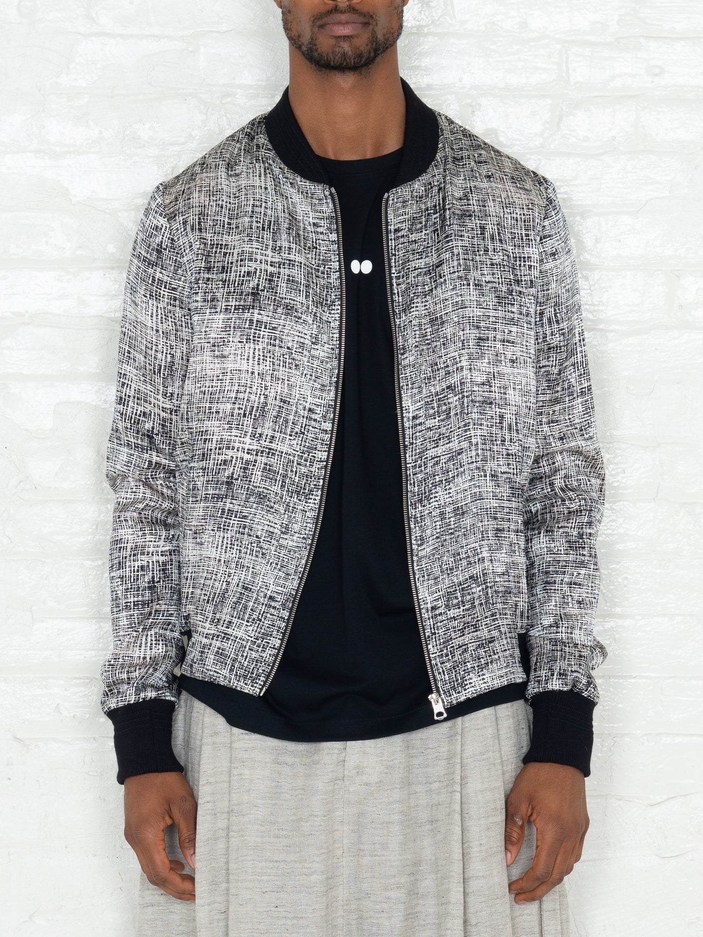 "The Classic Bomber" in Light Grey Print