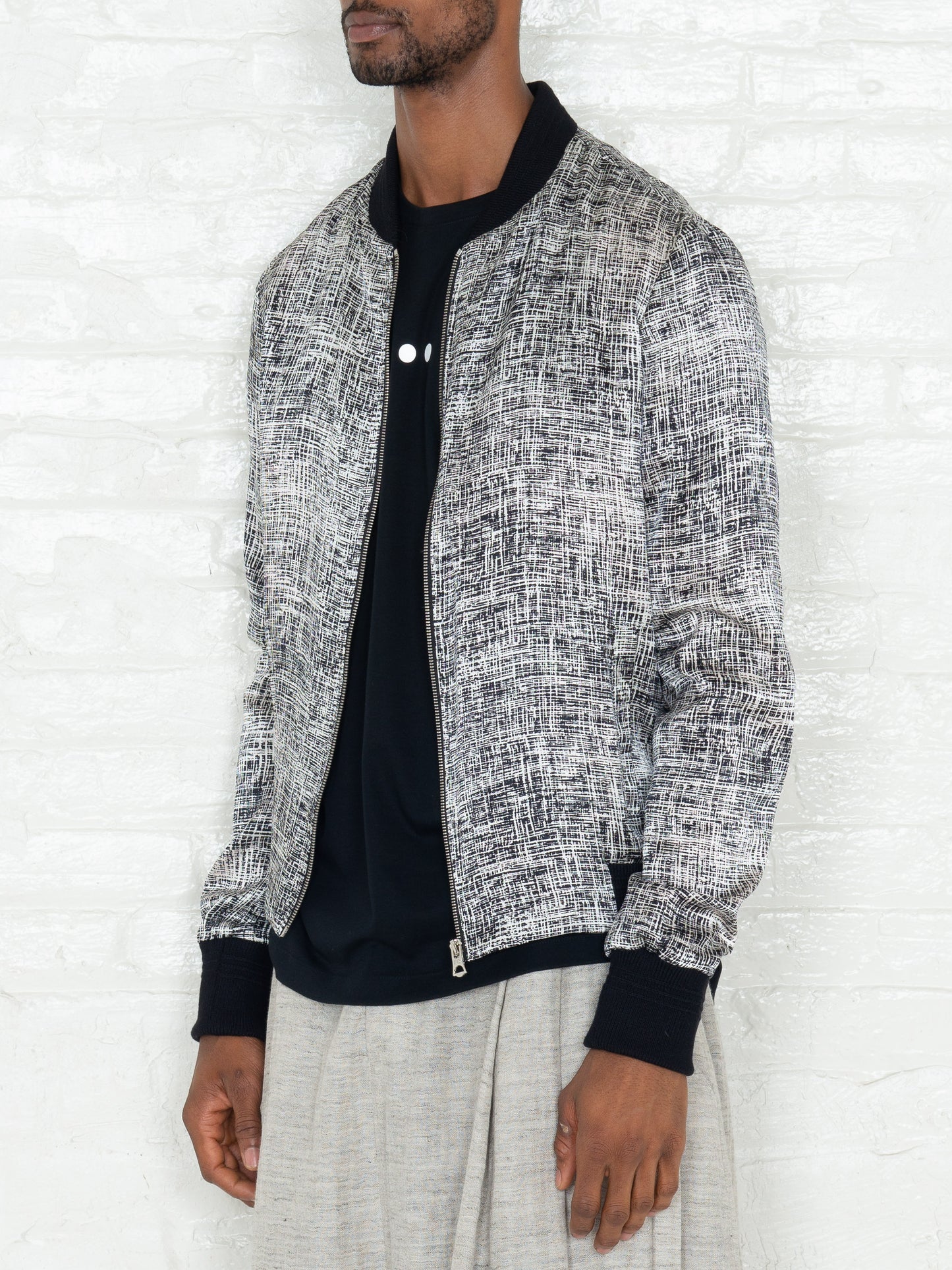 "The Classic Bomber" in Light Grey Print