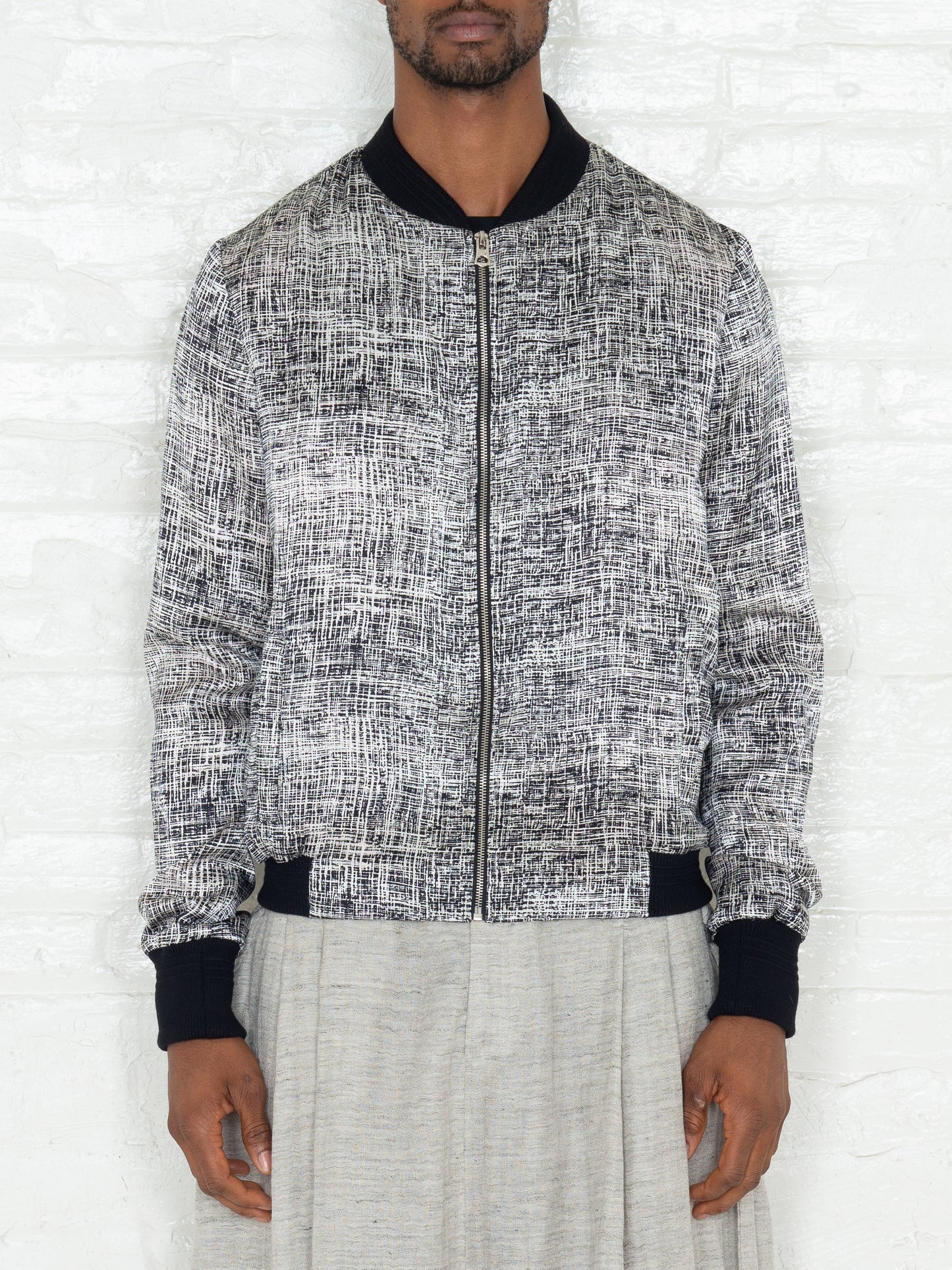 "The Classic Bomber" in Light Grey Print