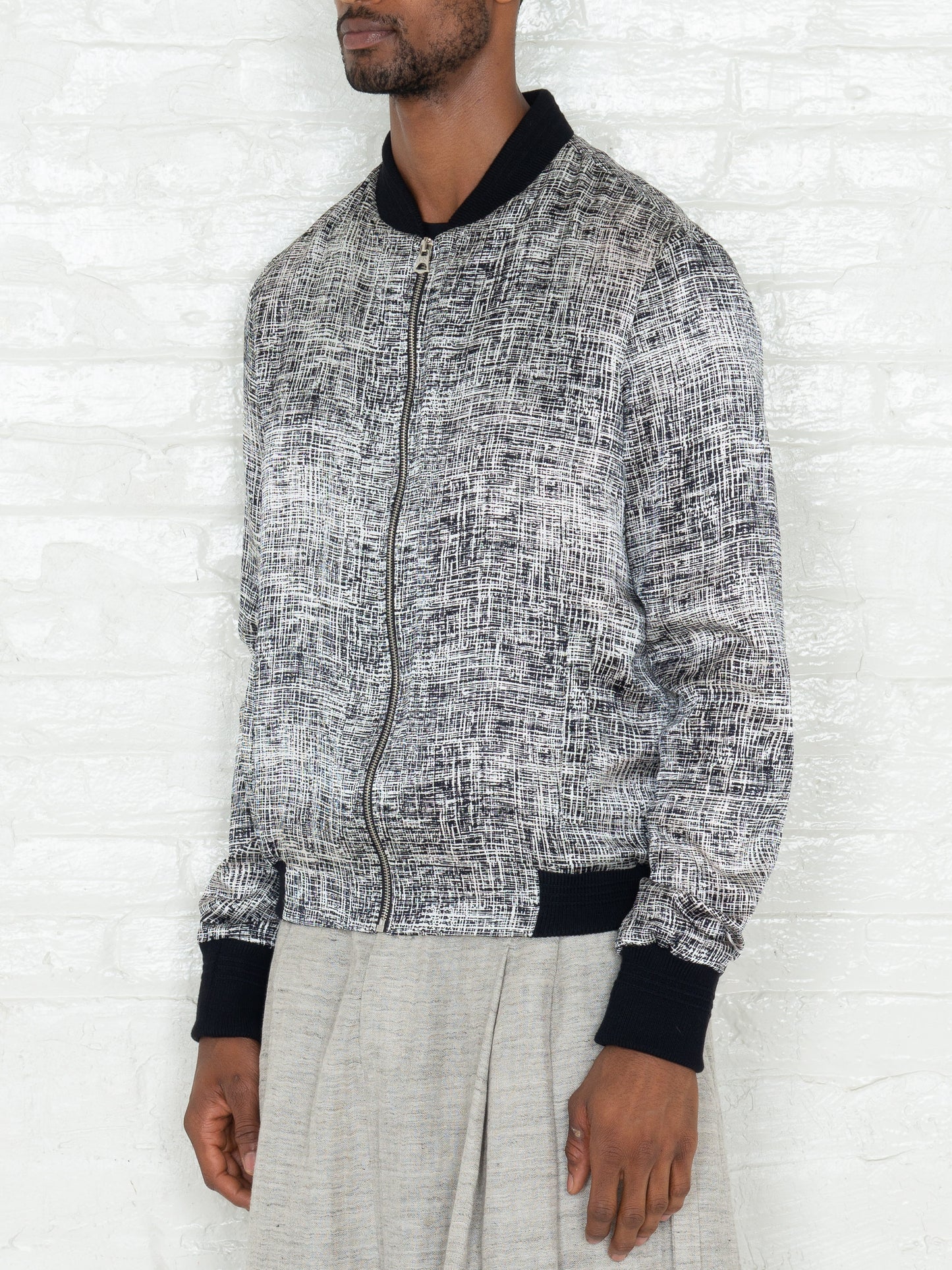 "The Classic Bomber" in Light Grey Print