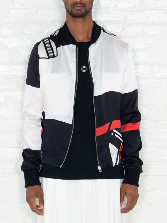 "The Classic Bomber" in Red Black & White Print